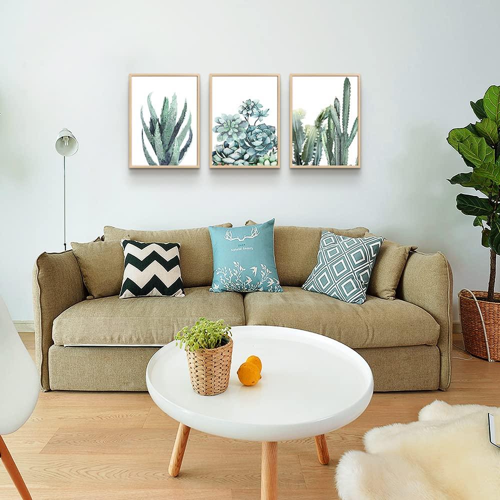 Canvas Wall Art For Living Room Bathroom Wall Decor For Bedroom Kitchen Artwork Canvas Prints Green Plant Flowers Painting 12" X 16" 3 Pieces Modern Framed Office Home Decorations Family Picture