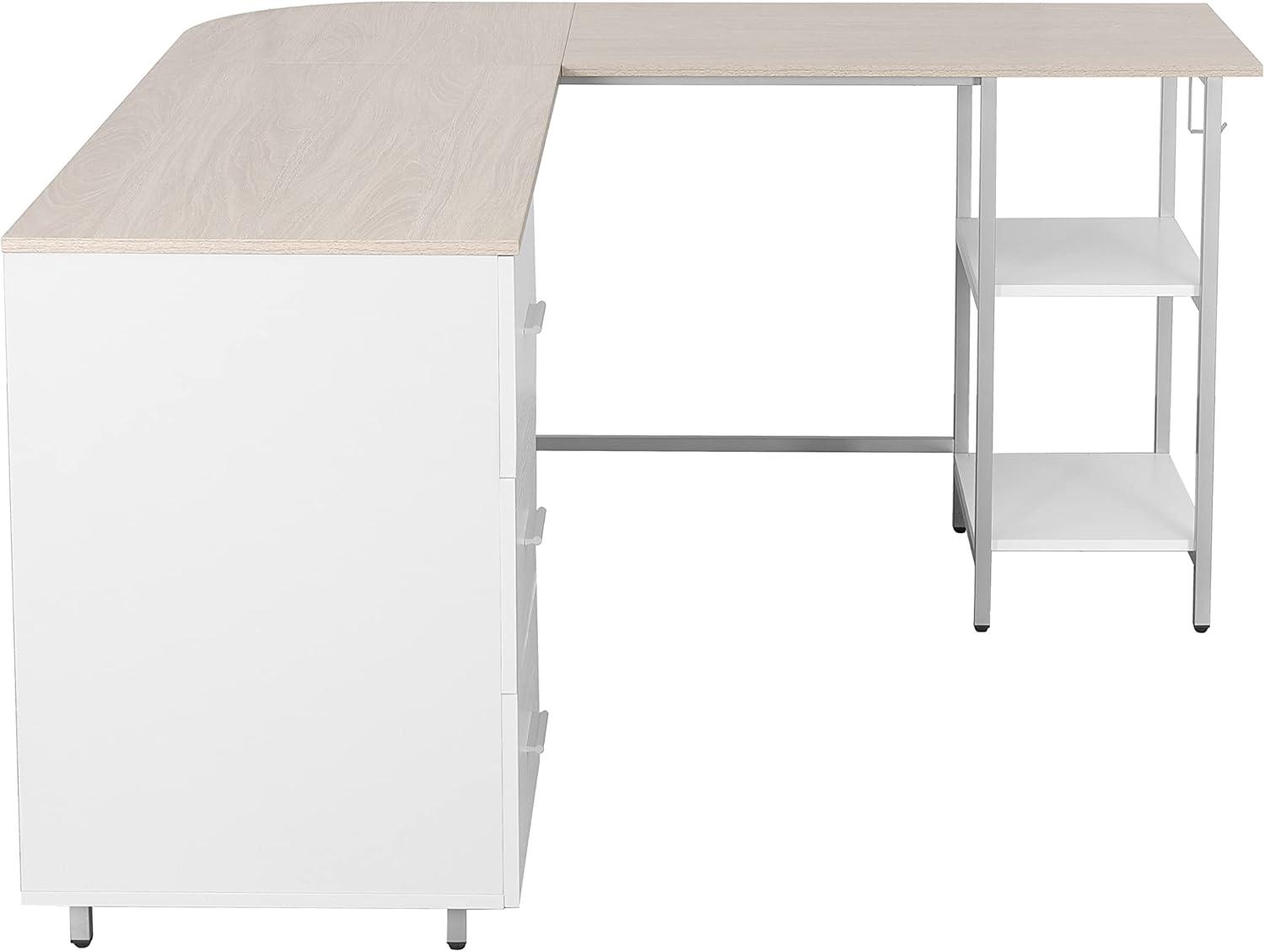 L Shape Home Office Two-Tone Desk with Storage - Techni Mobili