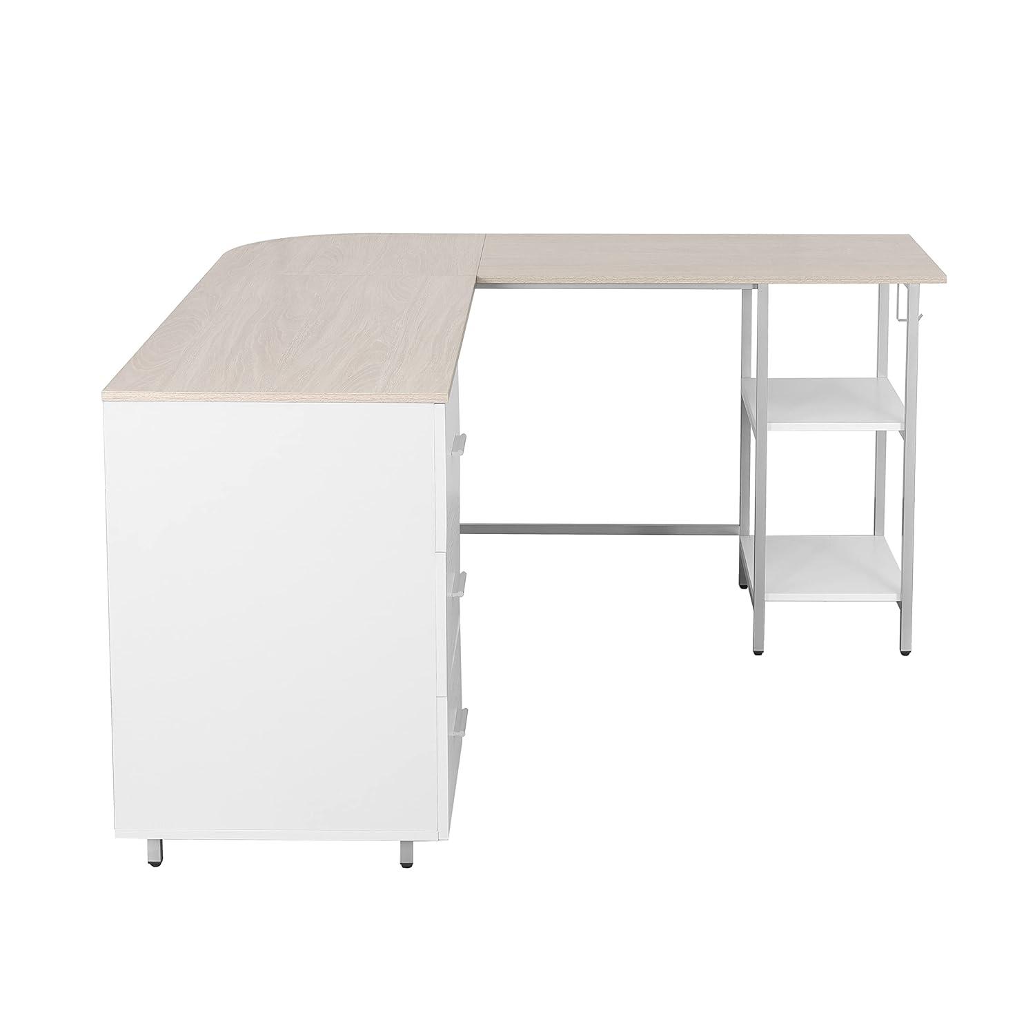 17 Stories Techni Mobili L-Shape Home Office Two-Tone Desk With Storage