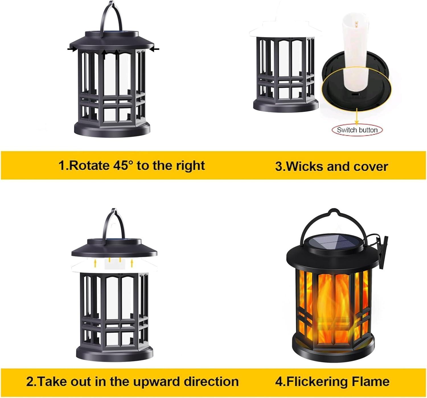 KOOPER Solar Lantern Outdoor Lights, Upgraded Flickering Candle Solar Lanterns Lights Outdoor Waterproof, Hanging Outdoor Solar Lanterns Lights, Solar Powered Lanterns For Yard Garden Decor (Set of 2)