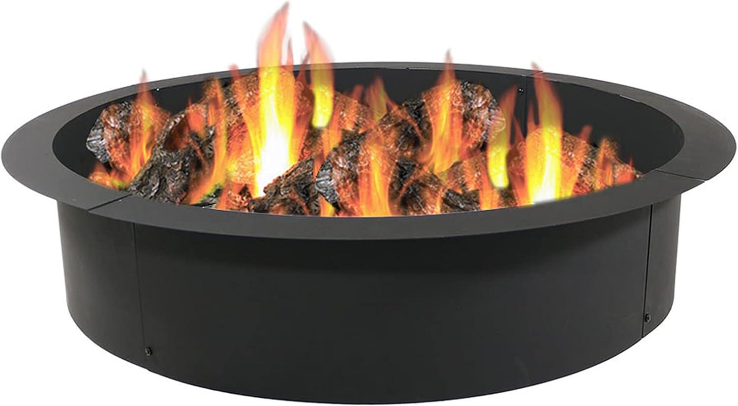 Sunnydaze 42-Inch Black Steel Fire Pit Ring Insert