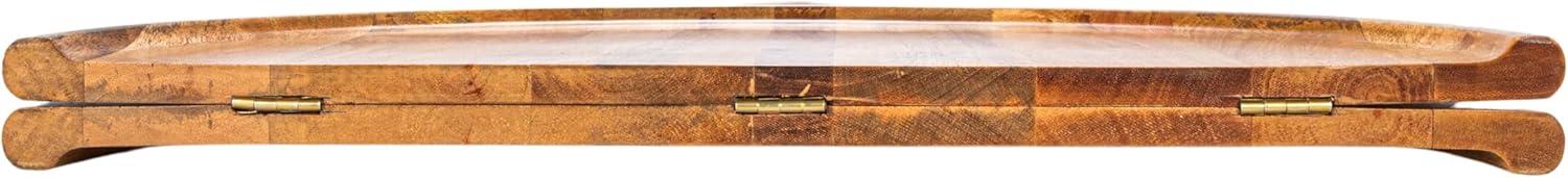 Natural Mango Wood and Gold Stainless Steel Folding Cheese Board