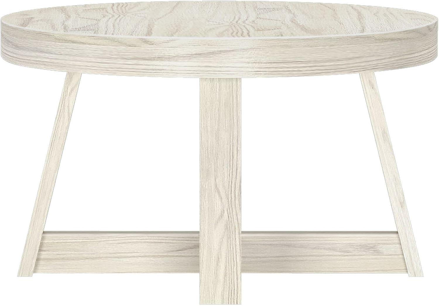 Plank+Beam Classic Solid Wood Round Coffee Table, 36" Farmhouse Table for Living Room