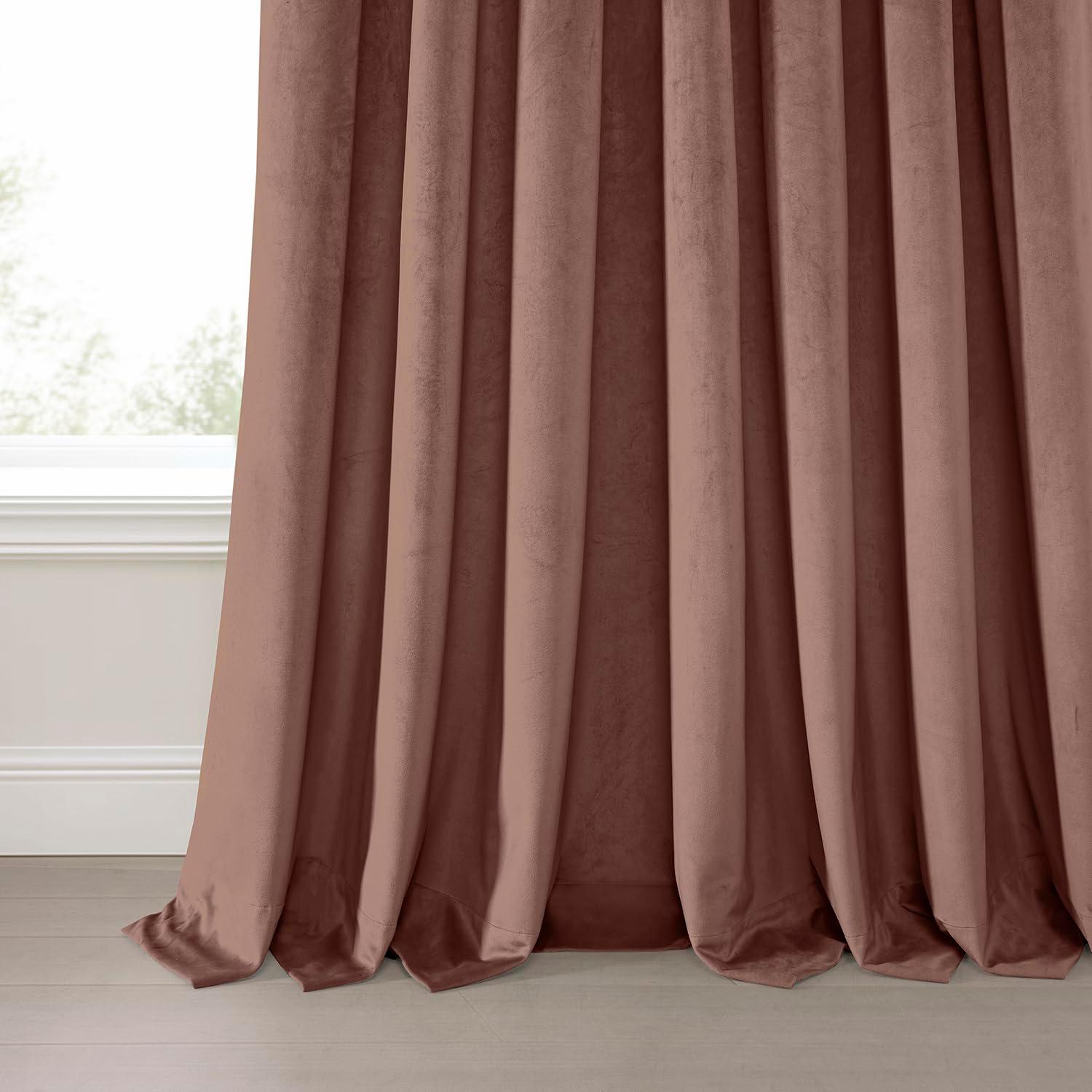 Wild Rose Velvet Rod Pocket Room Darkening Curtain - 50 in. W x 84 in. L Single Panel Window Velvet Curtain