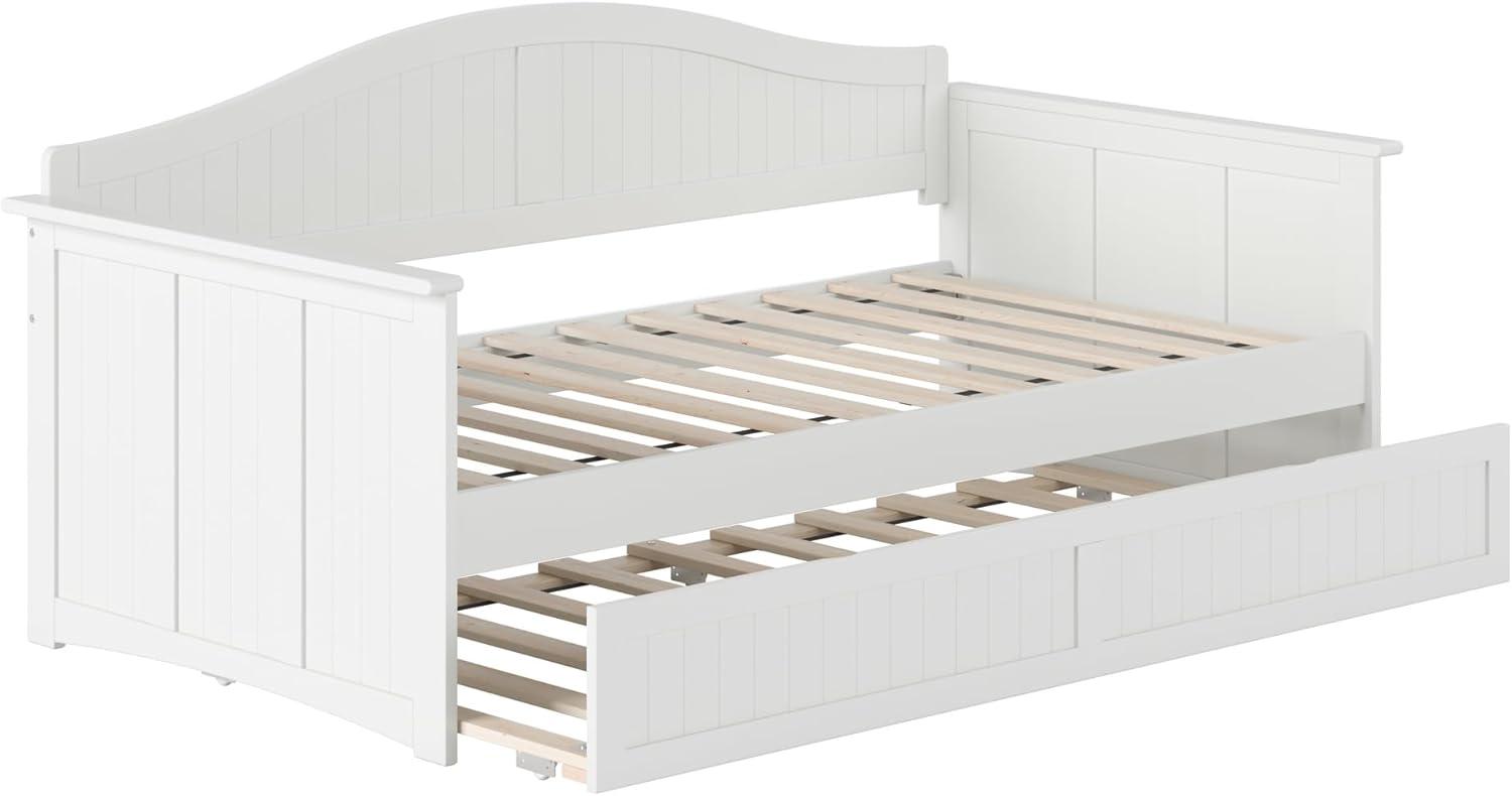 AFI Nantucket Twin Wood Daybed with Twin Size Trundle in White