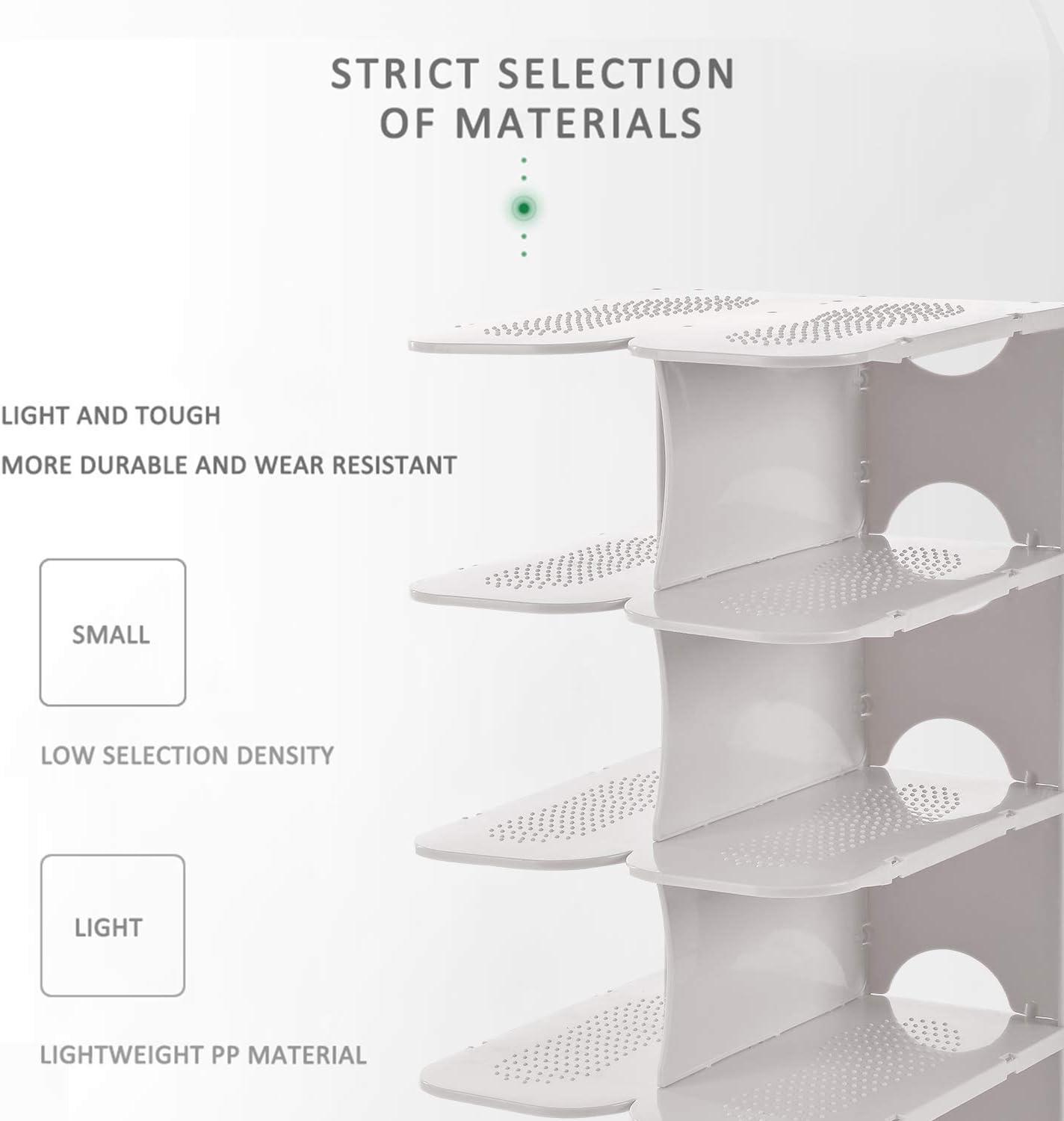 6-Tier White Plastic Stackable Corner Shoe Shelf