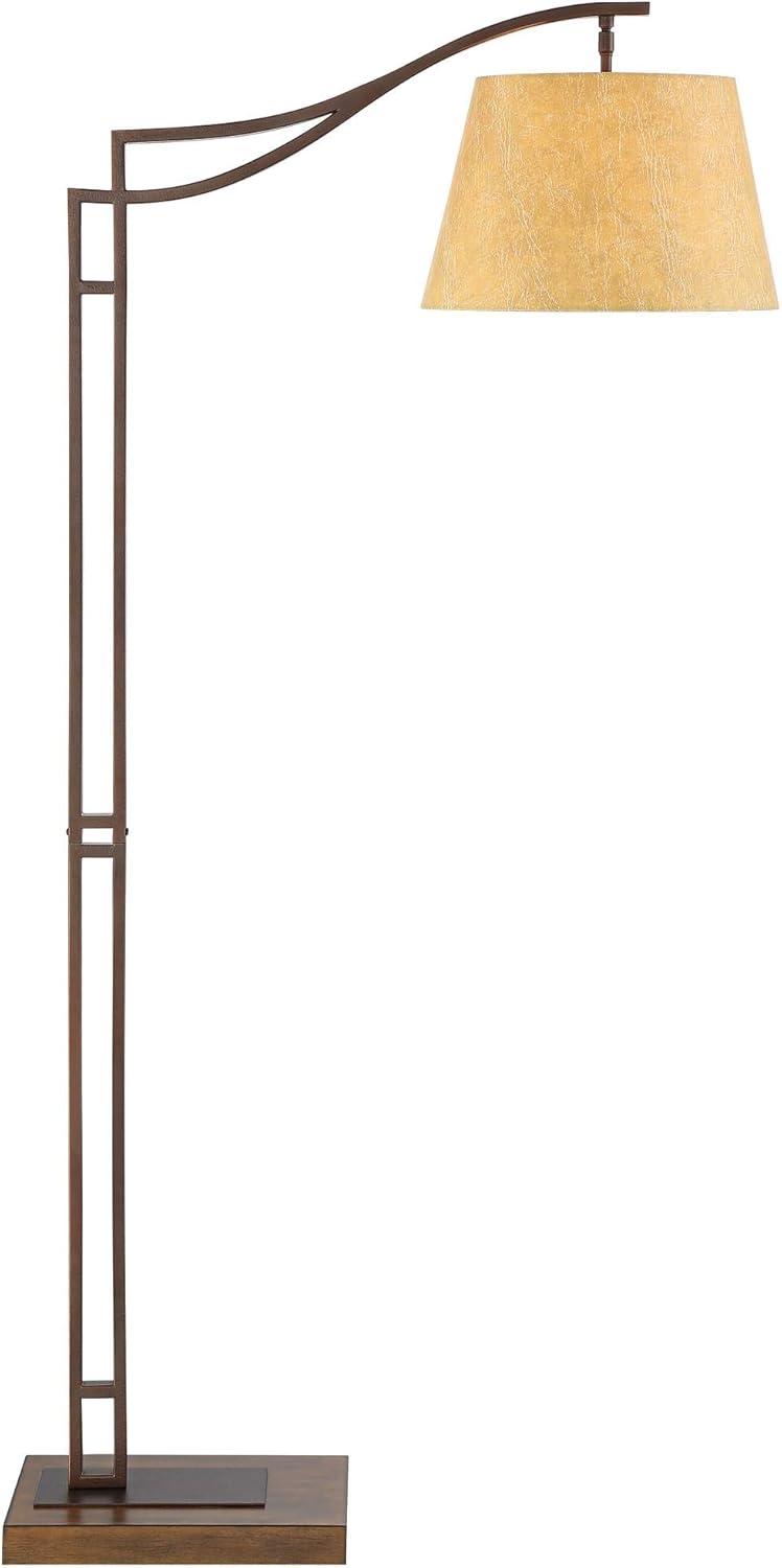 Tahoe 60" Bronze Metal & Faux Leather Industrial Arc Floor Lamp