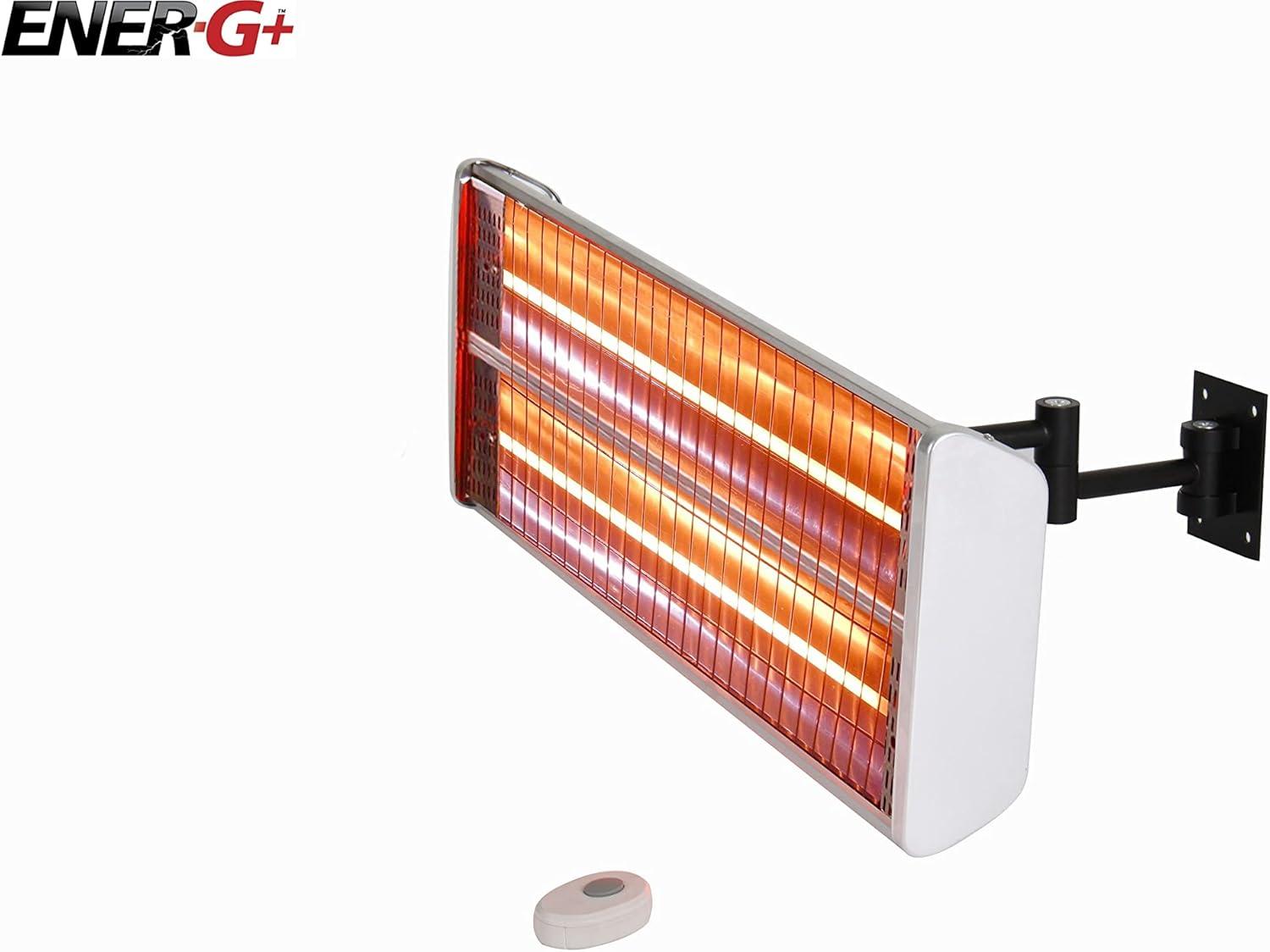 Infrared Electric Wall Mounted Outdoor Heater - EnerG+: Stainless Steel, Remote Control, 100 Sq Ft Heat Coverage