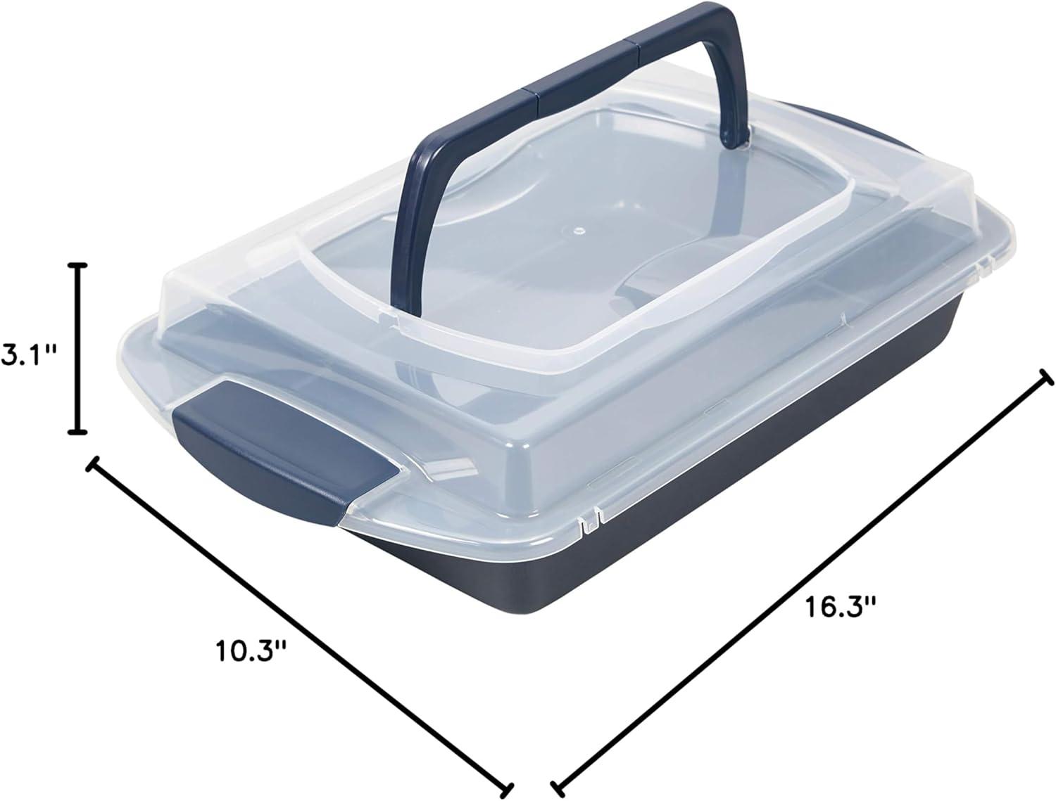 Wilton Non-Stick Diamond-Infused Navy Blue Oblong Baking Pan with Cover, 9 x 13-inch