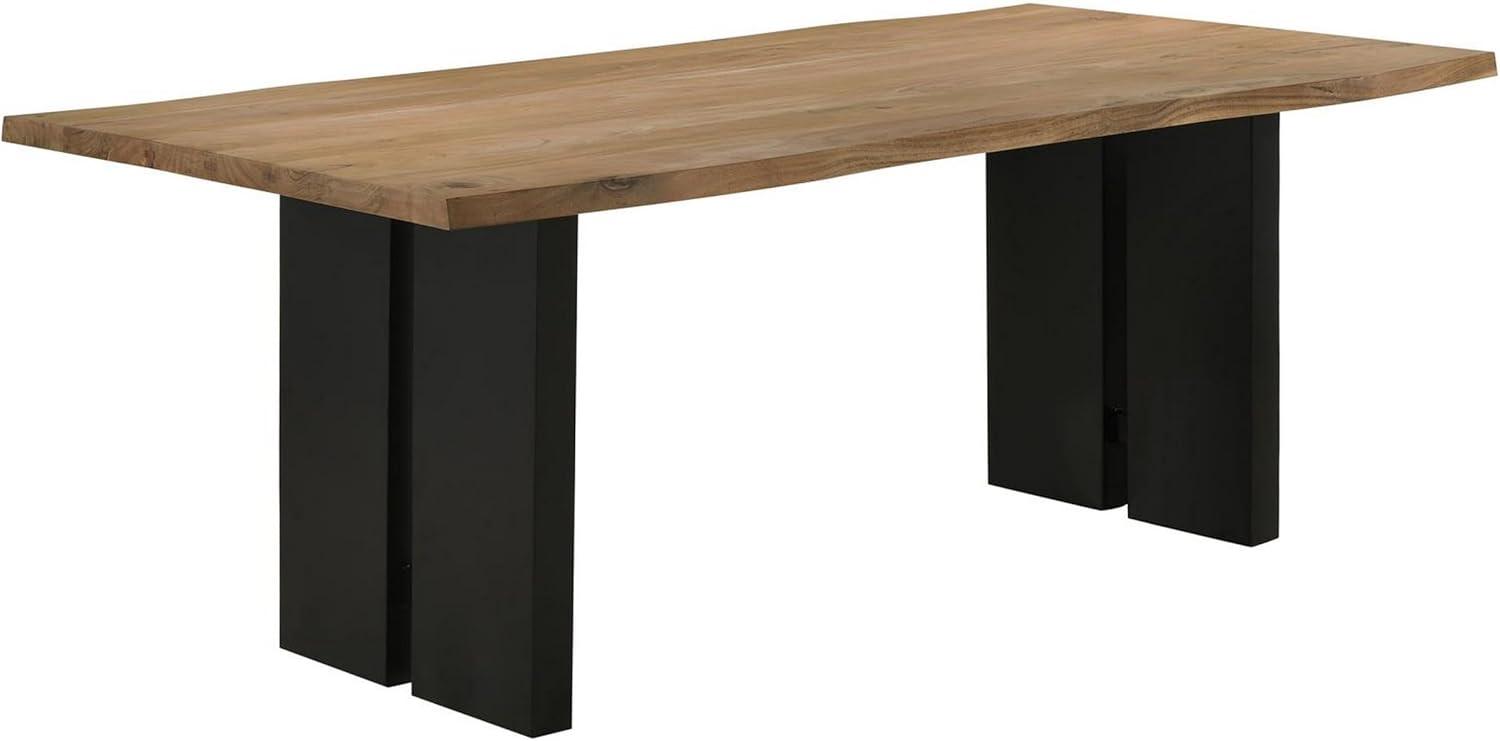 Benjara  30 x 80 x 40 in. Wood Rectangular Dining Table with Double Pedestal Base, Brown & Black