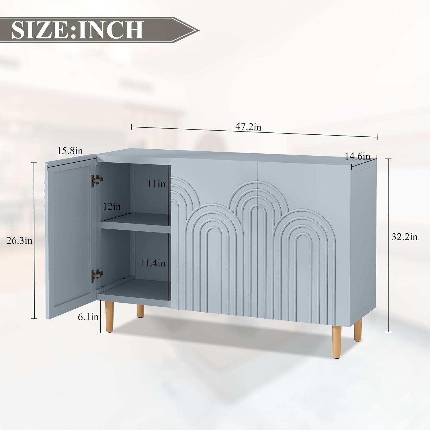 Mercer41 Sirgio 47.2'' Sideboard Buffet Cabinet with 3 Doors for Kitchen, Hallway, Living Room