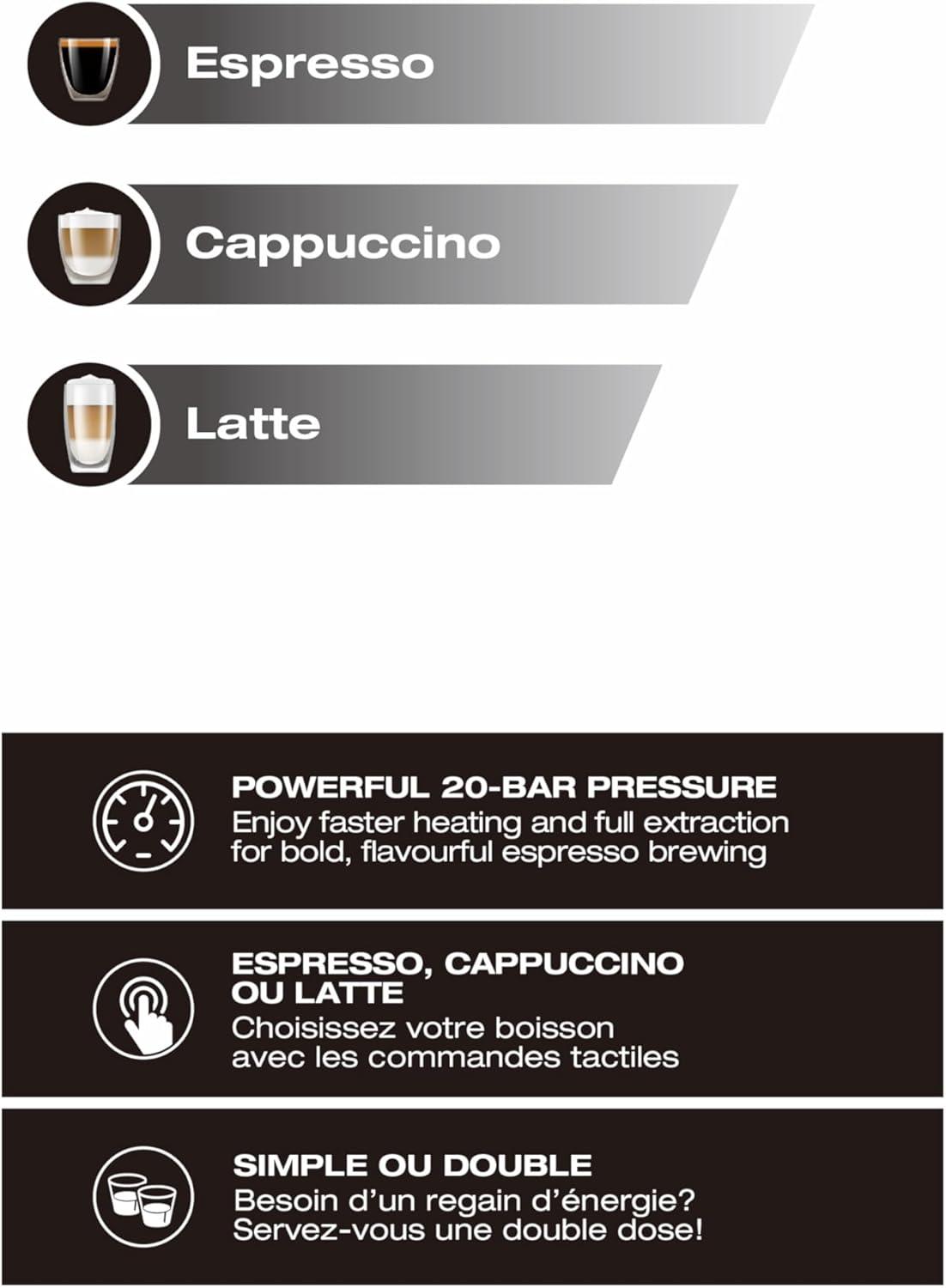 Salton Salton 3-in-1 Espresso, Cappuccino & Latte Machine with Milk Removable Container