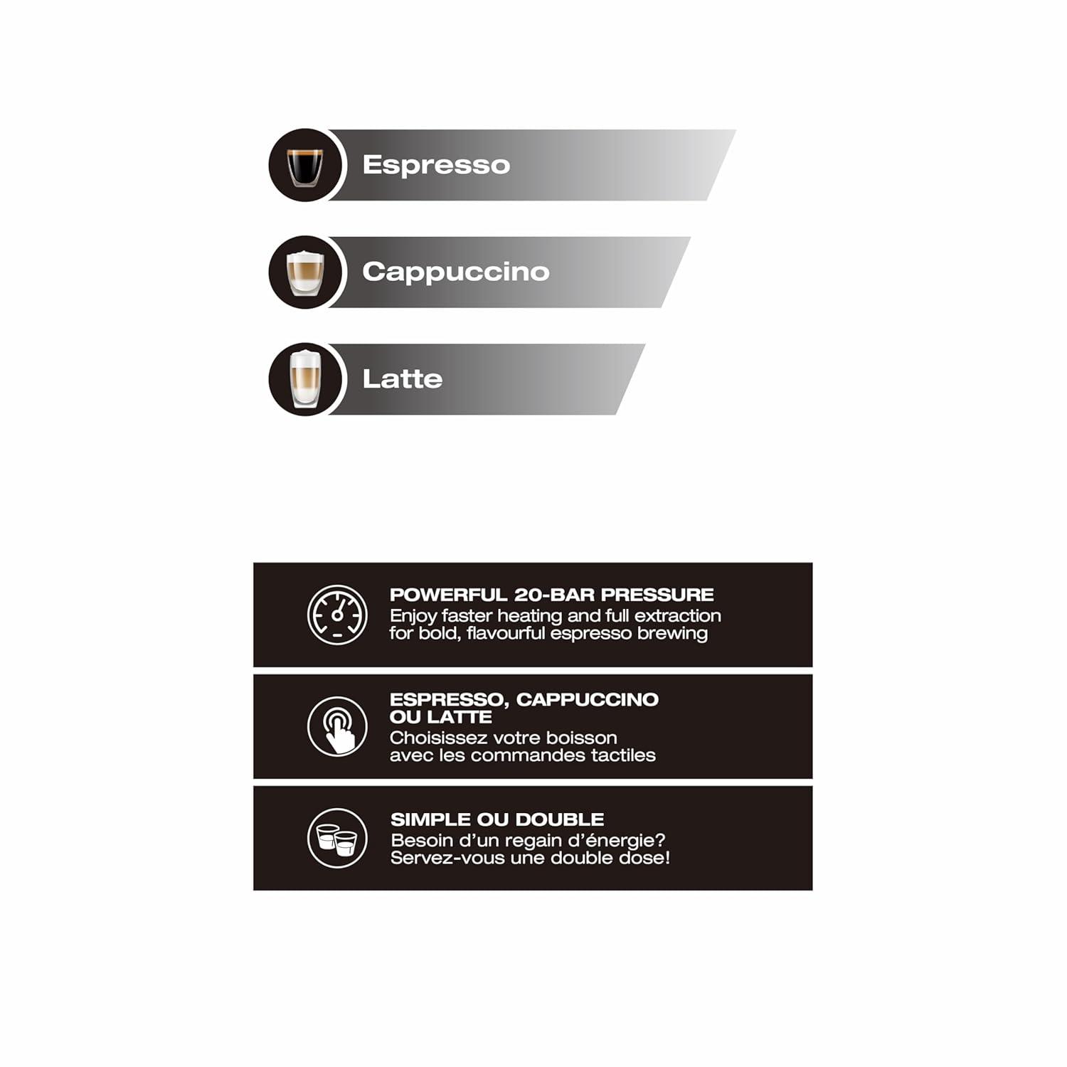 Salton Salton 3-in-1 Espresso, Cappuccino & Latte Machine with Milk Removable Container