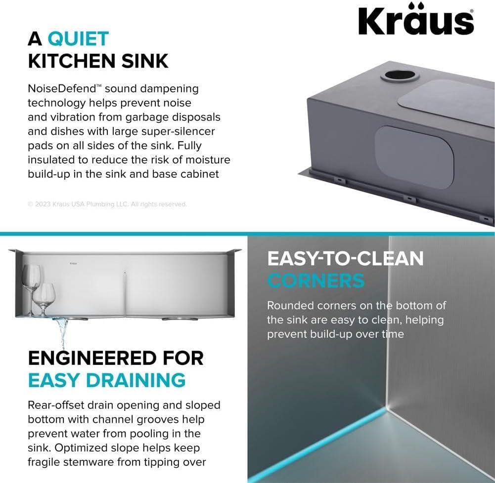 KRAUS Kore™ 30" L Drop-In Workstation 16 Gauge Stainless Steel Double Bowl Kitchen Sink with Accessories