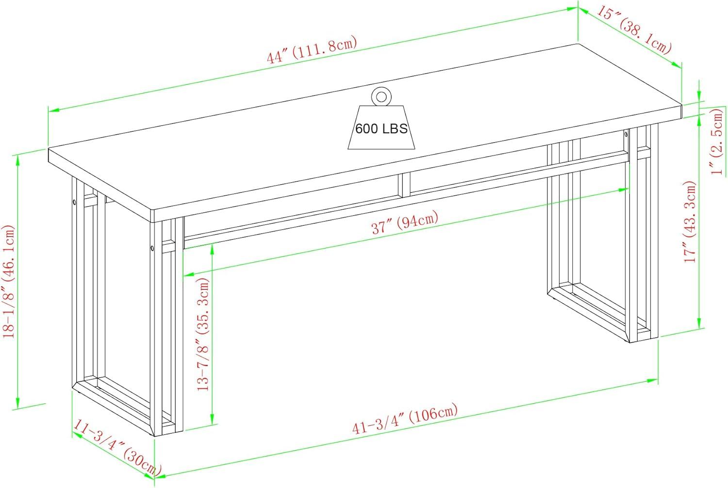 Debasish Dual-Metal Leg Wood Dining Bench