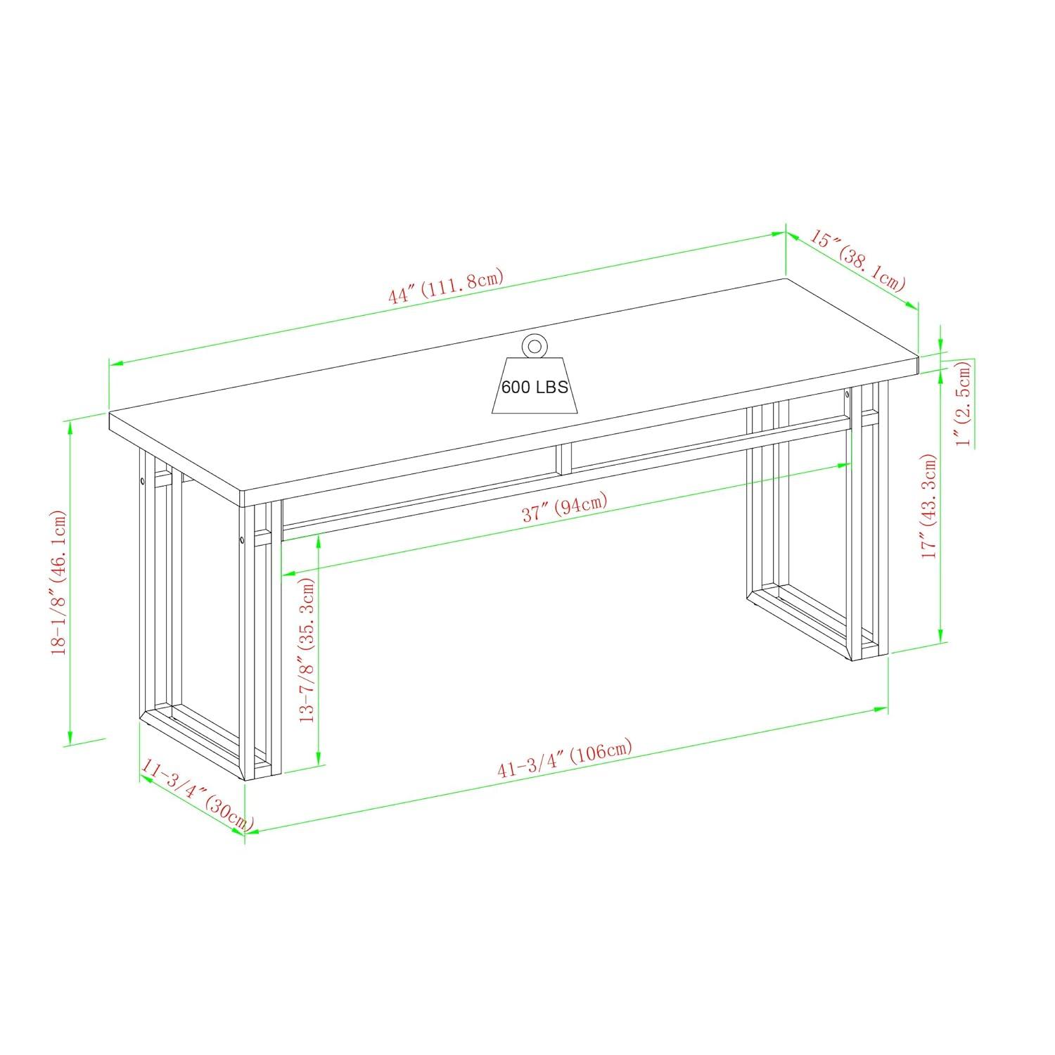 Debasish Dual-Metal Leg Wood Dining Bench