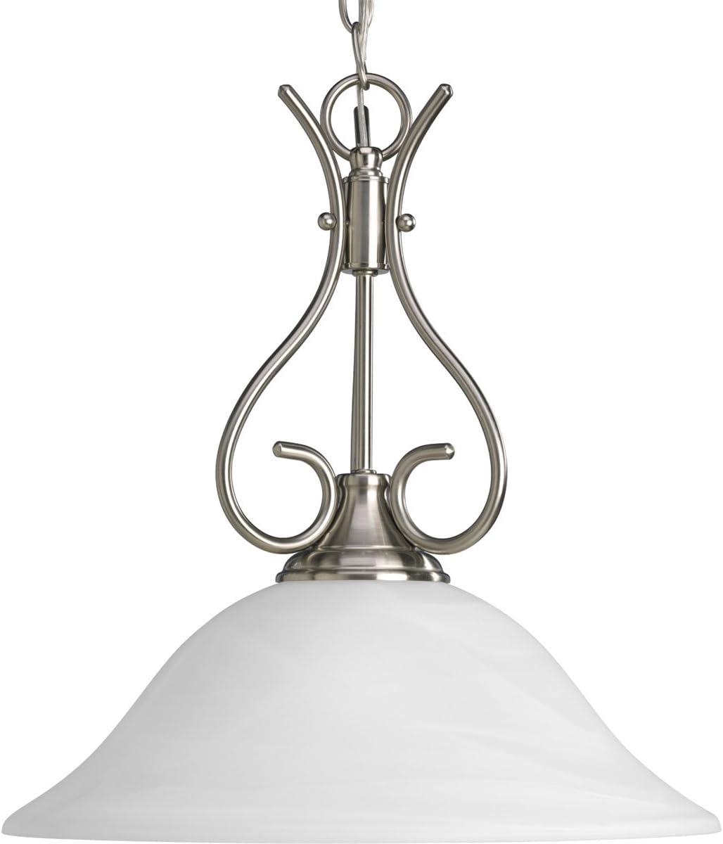 Brushed Nickel Alabaster Glass 18" Pendant Light