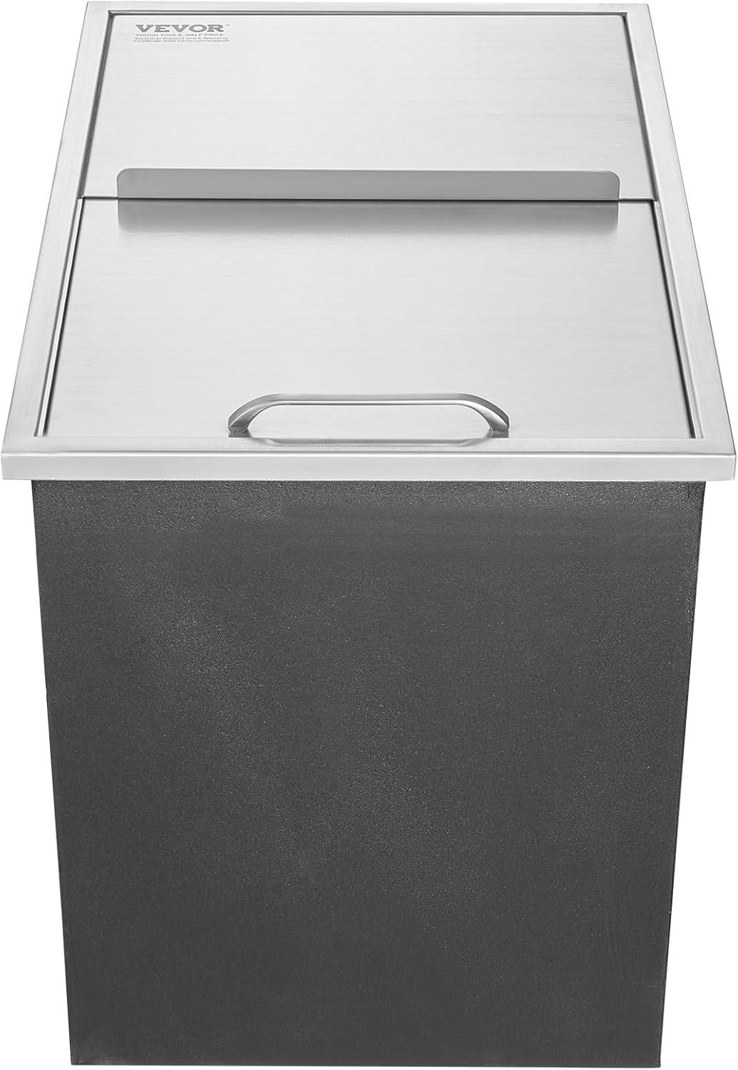 VEVOR 27" Stainless Steel Drop-In Ice Chest with Sliding Cover