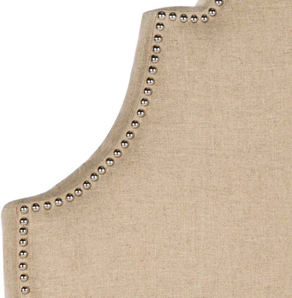 SAFAVIEH Hallmar Classic Elegant Upholstered Headboard, Twin, Hemp/Silver Nails