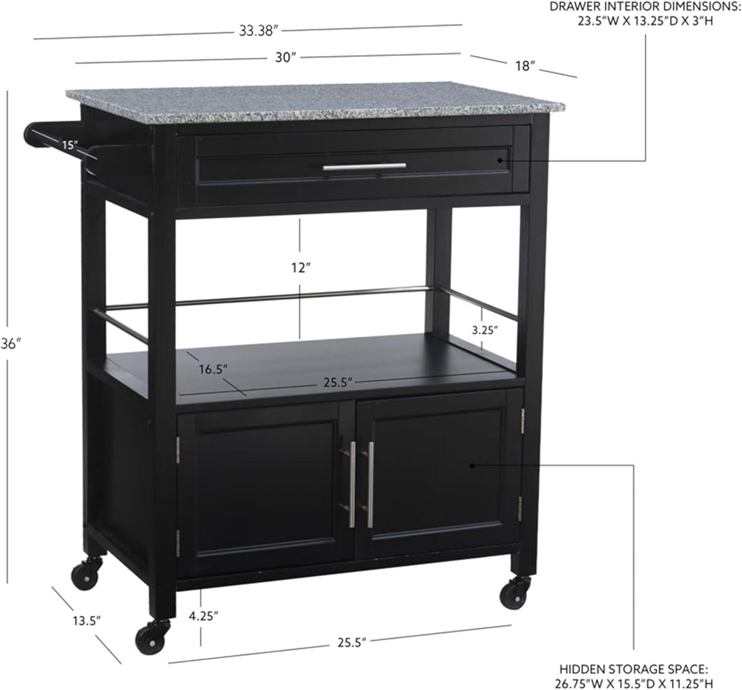 Cameron Kitchen Cart with Granite Top - Linon