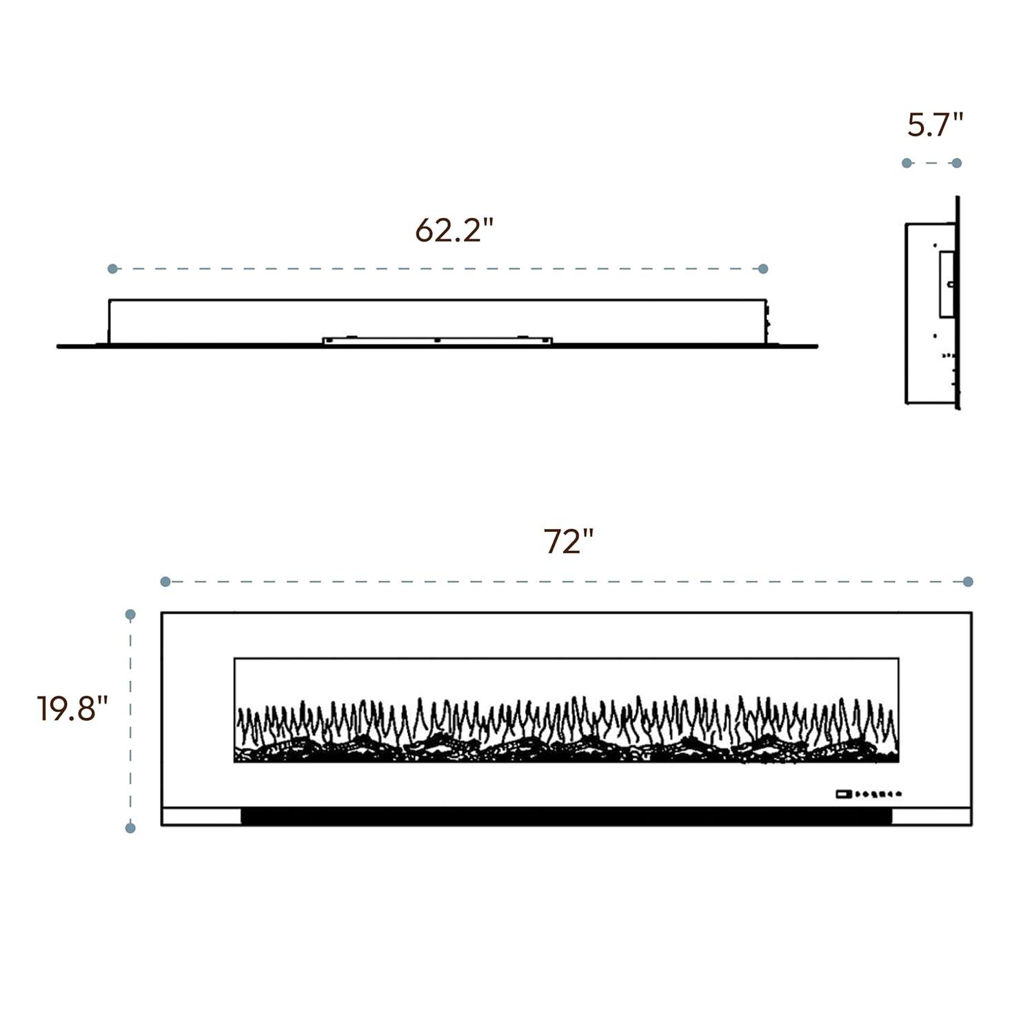Cambridge Cambridge Wall Mount Electric Fireplace Heater with Remote Control for Indoor Use in Living Room, Bedroom, Home Office