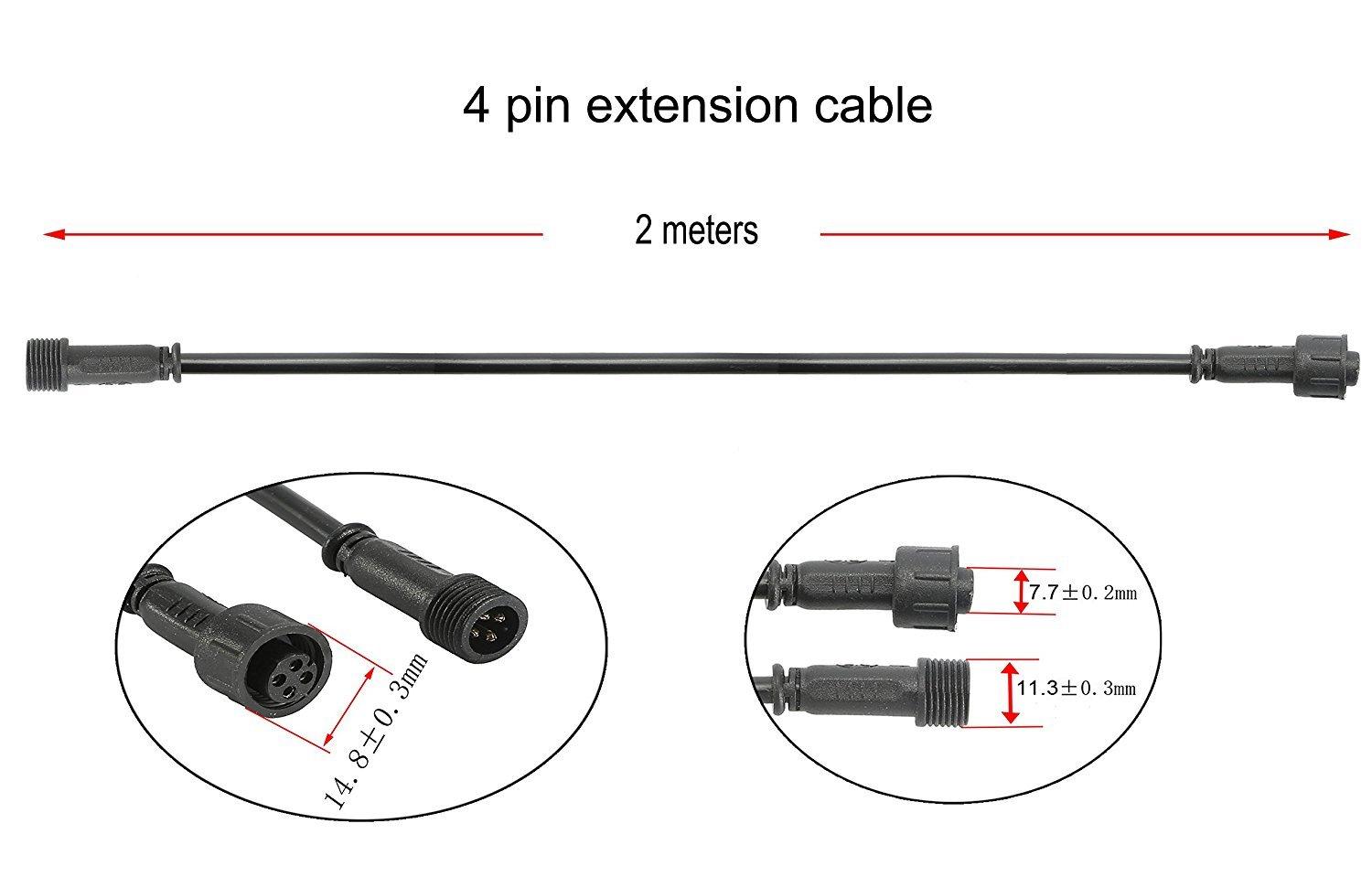FVTLED Pack of 5, 2m 6.56ft 4Pin Extension Cable Wire with Male and Female Connectors at Both Ends Only RGB Multi-Color LED Deck Light
