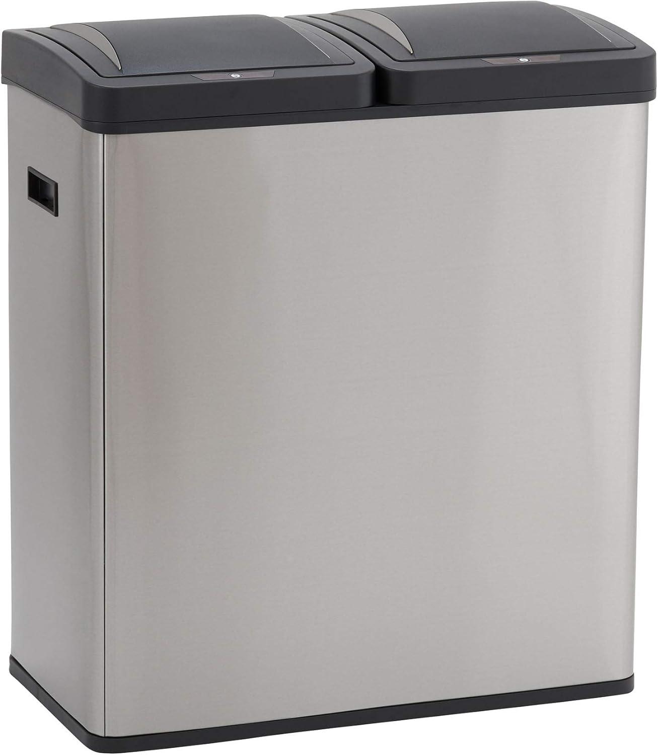 Household Essentials Steel Motion Sensor Multi-Compartment Trash/Recycling Bins - 8 Gallons
