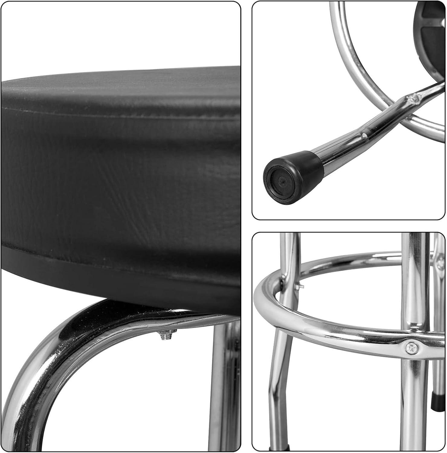 Black Padded Swivel Bar Stool with Chrome Legs