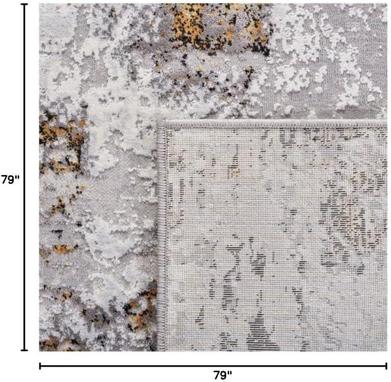 Amelia ALA232 Power Loomed Area Rug - Grey/Gold - 6'7"x6'7" - Safavieh.