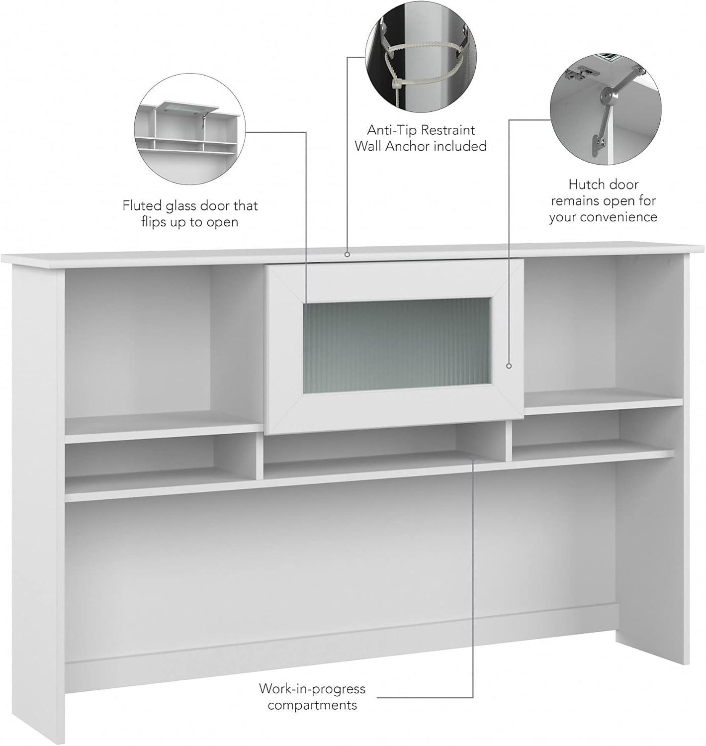 Bush Furniture Cabot Hutch for L Desk or Corner Desk, White