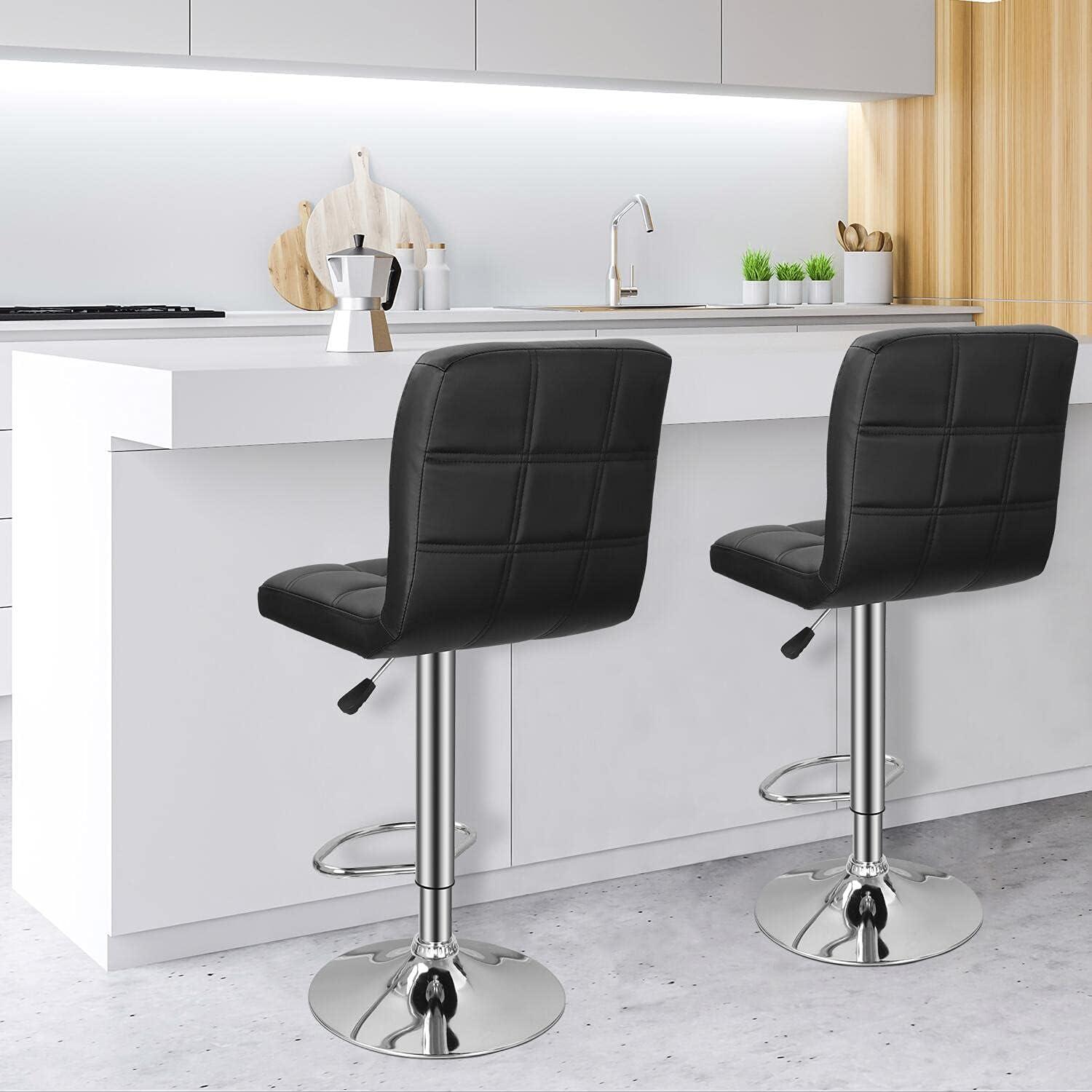 ZENY Height Adjustable Home Bar Stool Set 360-Degree Swivel, Set of 2