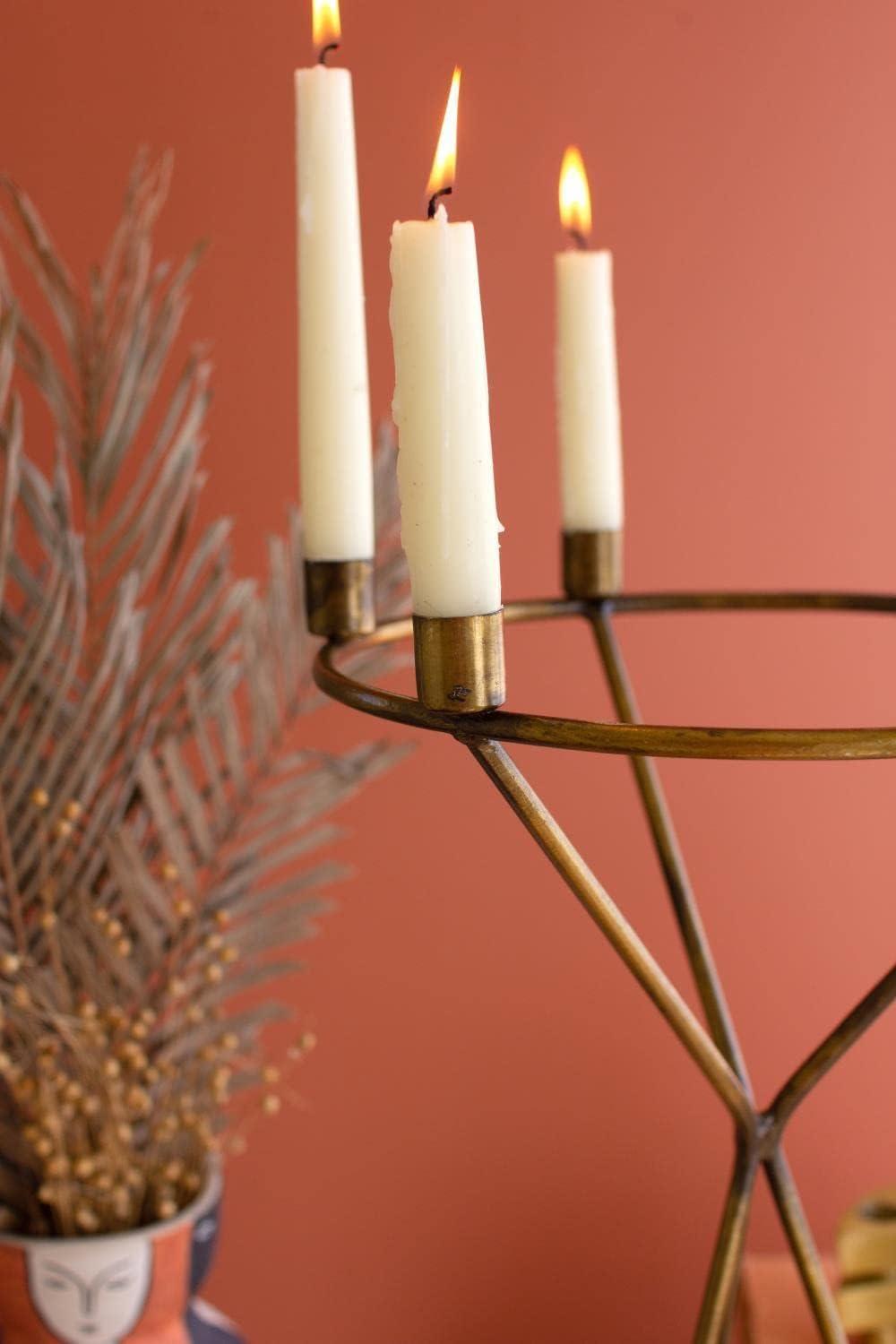 Tripod Stand Brass Tabletop Candelabra with 6 Taper Candle Holders