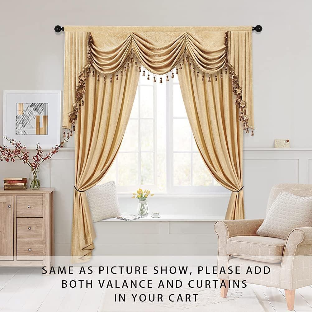 Gold Chenille Waterfall Valance with Rod Pocket