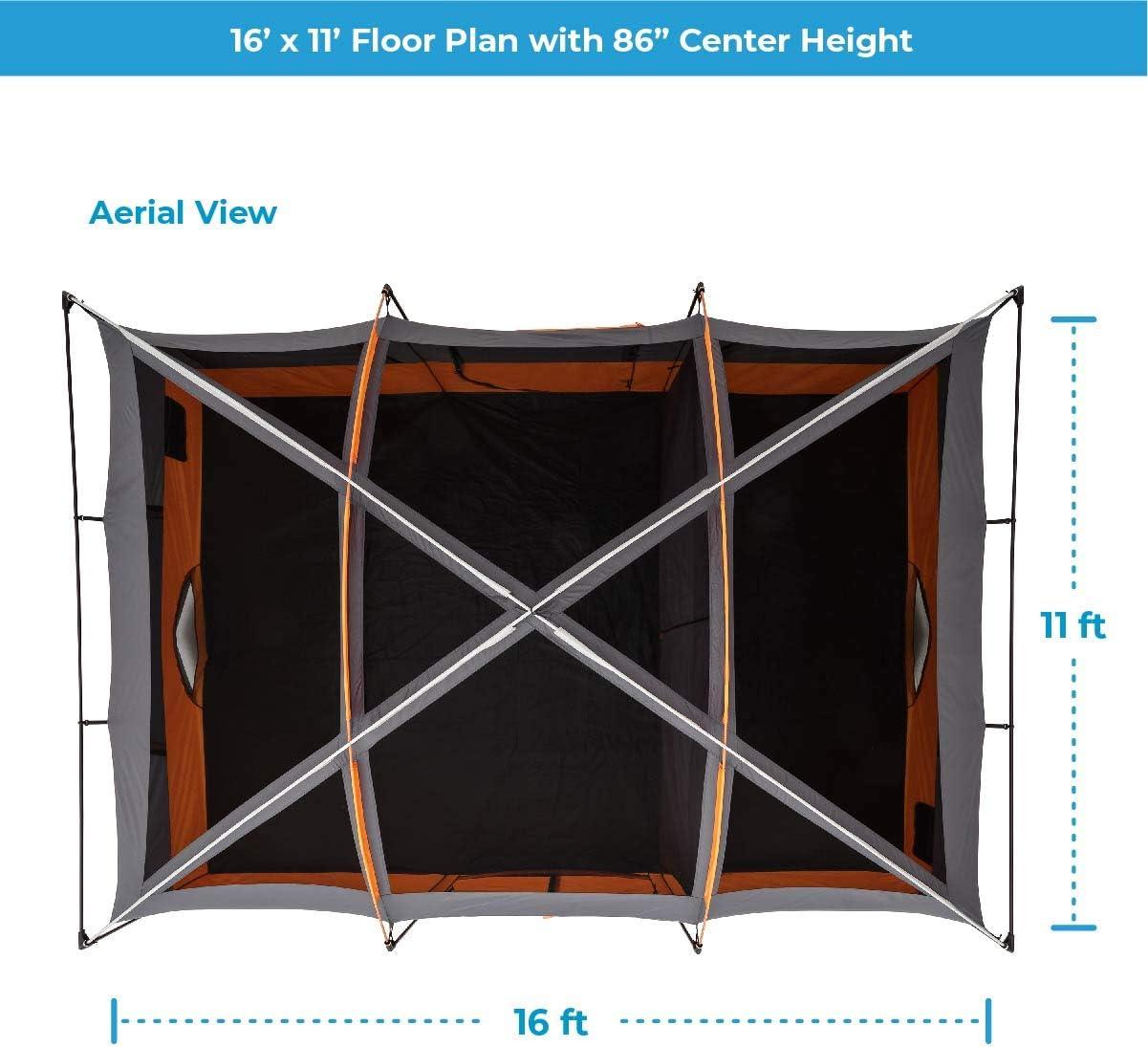 Large Orange and Gray 12-Person 2-Room Cabin Tent with Carry Bag