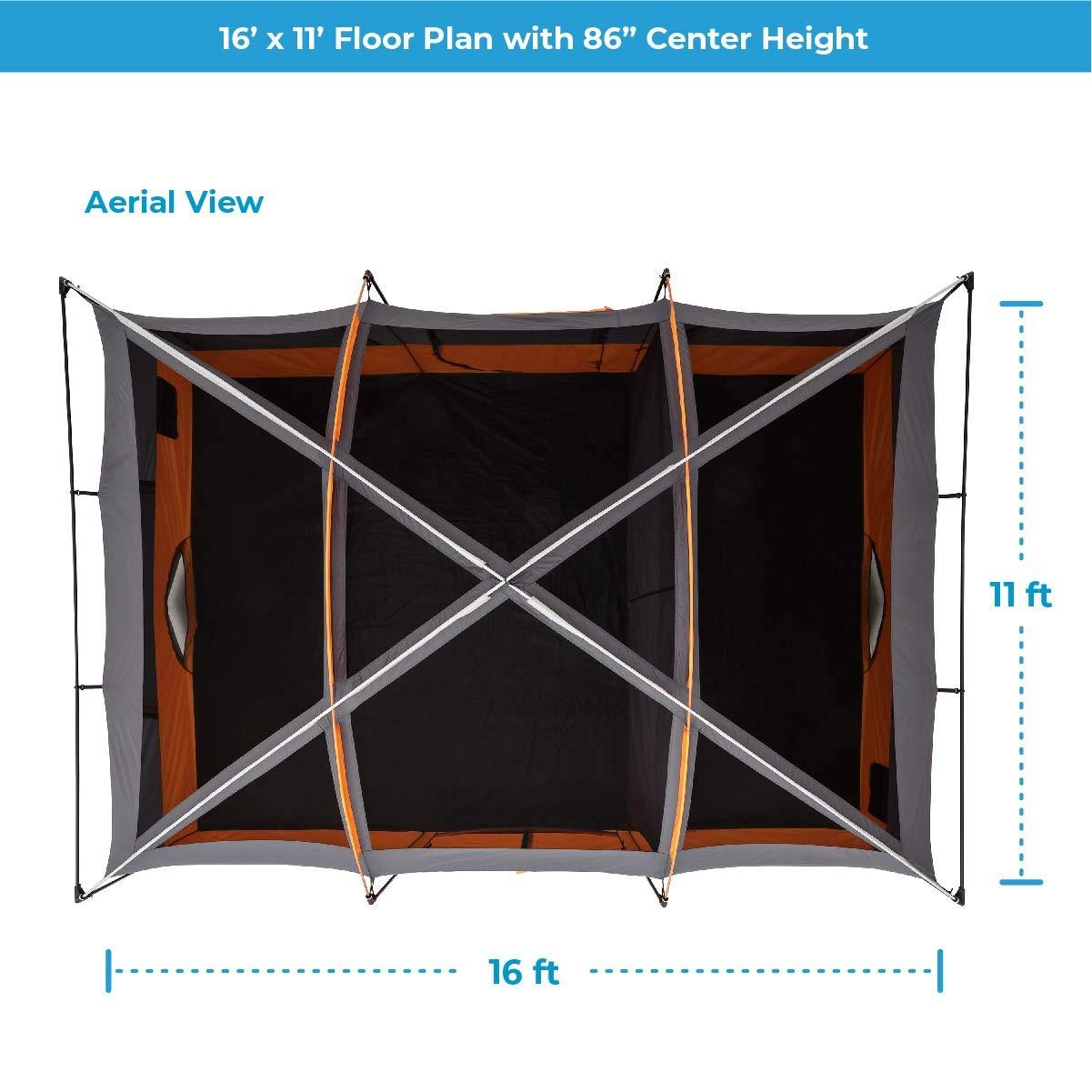 Large Orange and Gray 12-Person 2-Room Cabin Tent with Carry Bag