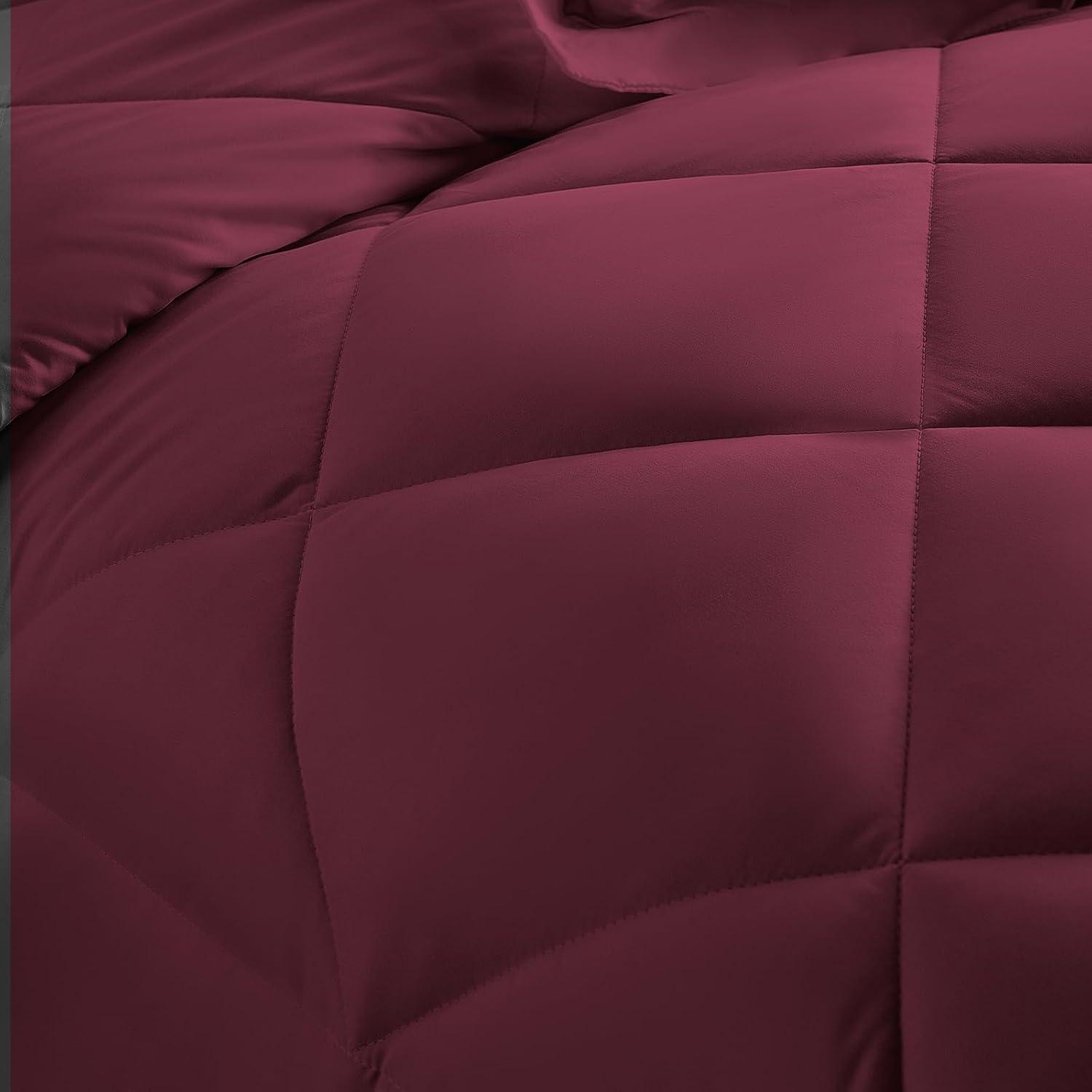 CozyLux Burgundy Comforter Set Queen 7 Pieces Red Comforter Set Queen Bedding Sets Maroon Wine with All Season Quilted Comforter, Flat Sheet, Fitted Sheet, Pillowcases