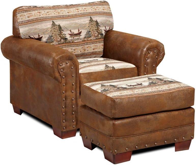 American Furniture Classics 26.5" Microfiber Alpine Lodge Ottoman in Brown