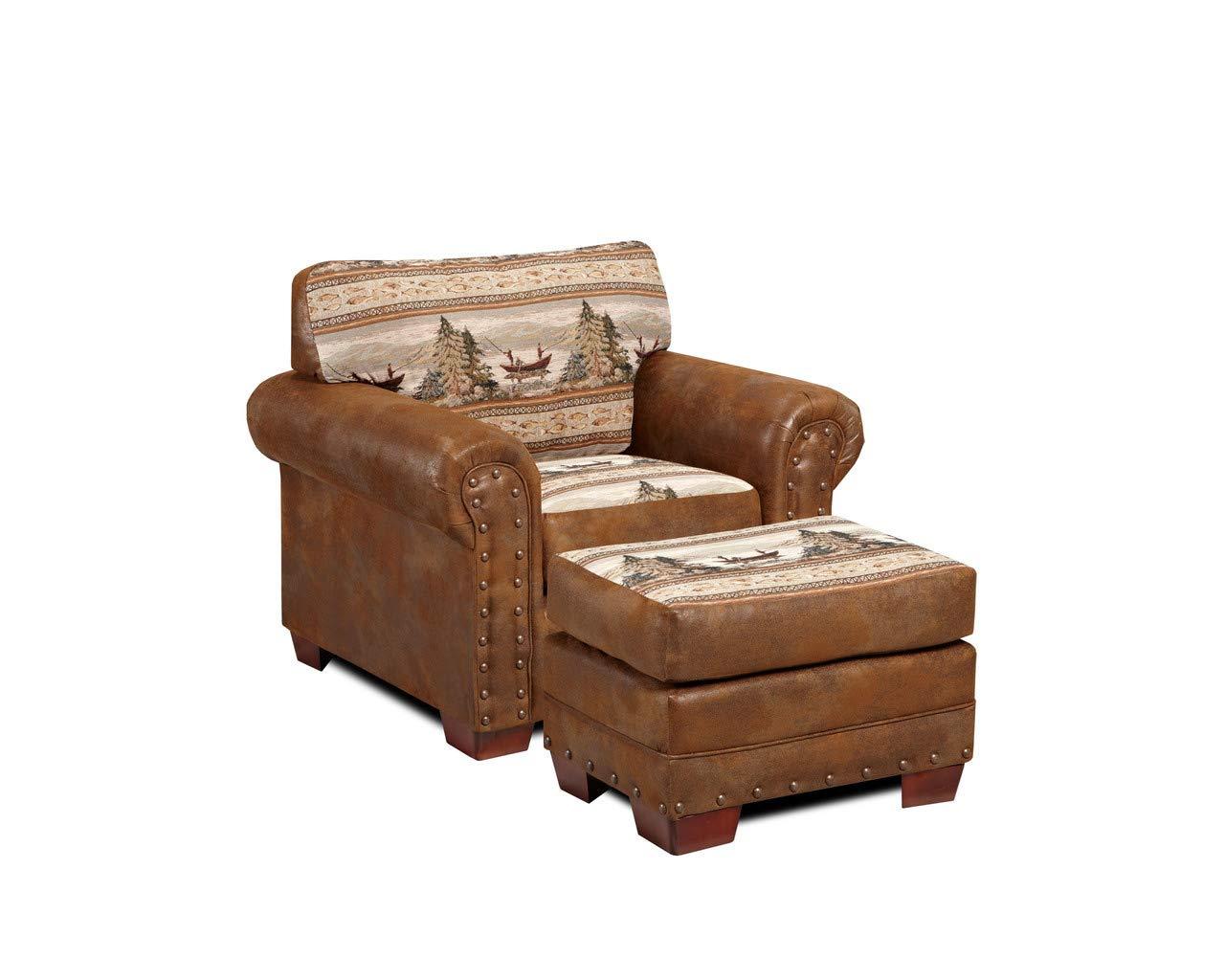 American Furniture Classics 26.5" Microfiber Alpine Lodge Ottoman in Brown