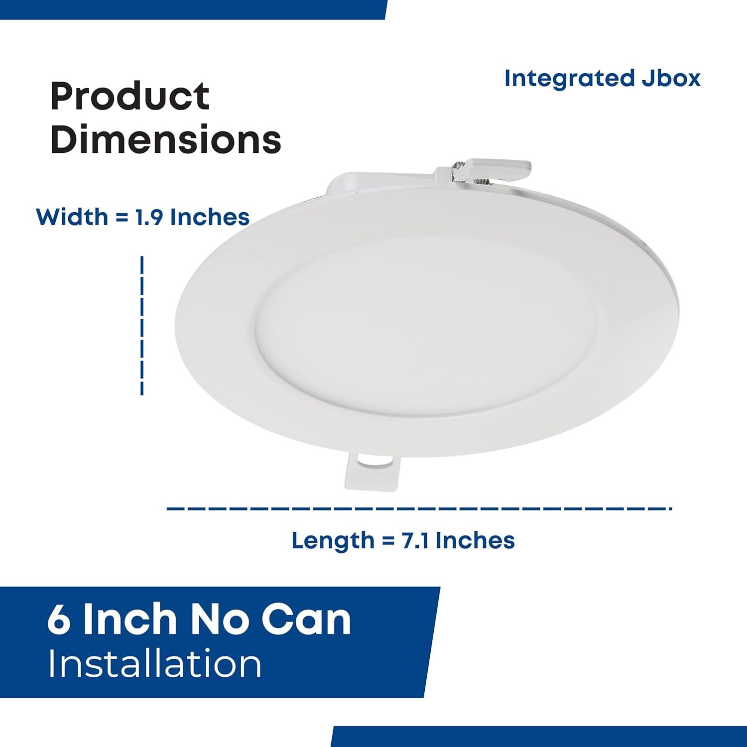 Bright White 3000K Aluminum LED Downlight with Dimmable Integrated J-Box