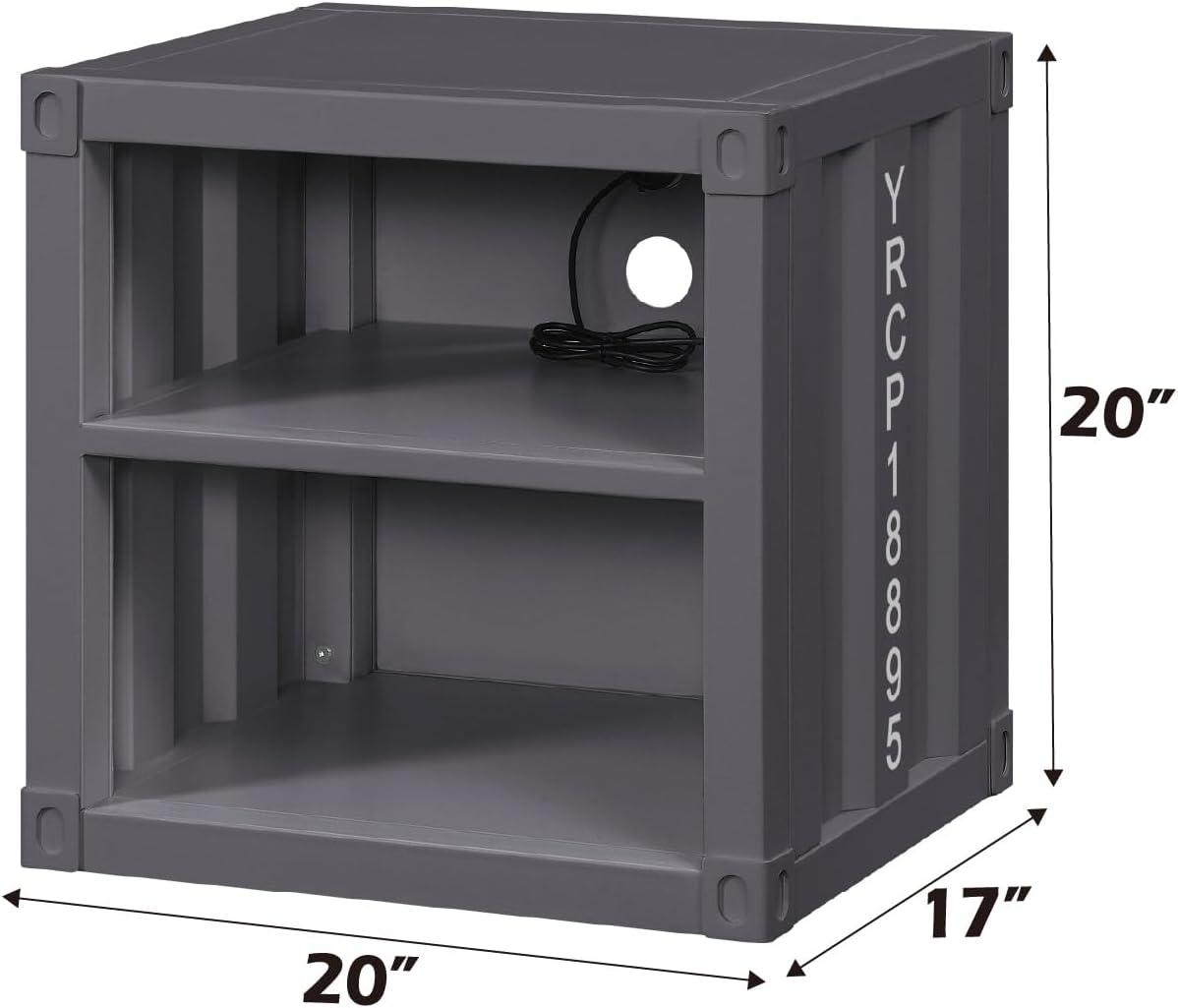 F&L Homes Studio Cargo Metal Nightstand W/USB