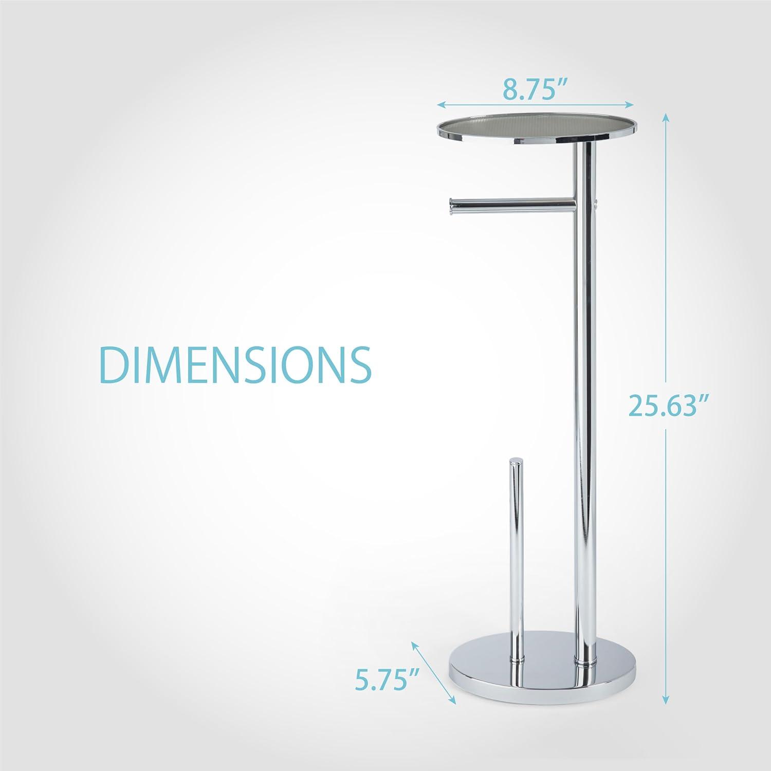 Ovo Multi Functional Toilet Caddy with Toilet Tissue Roll Reserve and Multi Use Tray Chrome - Better Living Products