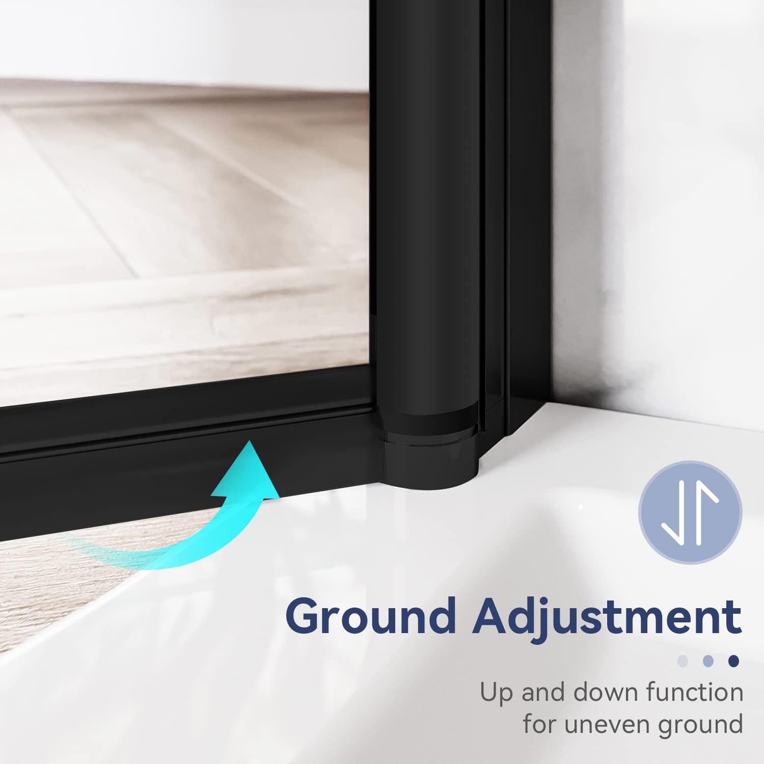 ELEGANT Semi-Frameless Shower Door 34 in.W x 72 in.H, Pivot Swing Shower Door with 1/4 in. Clear Tempered Glass, Single Glass Panel, Black Finish