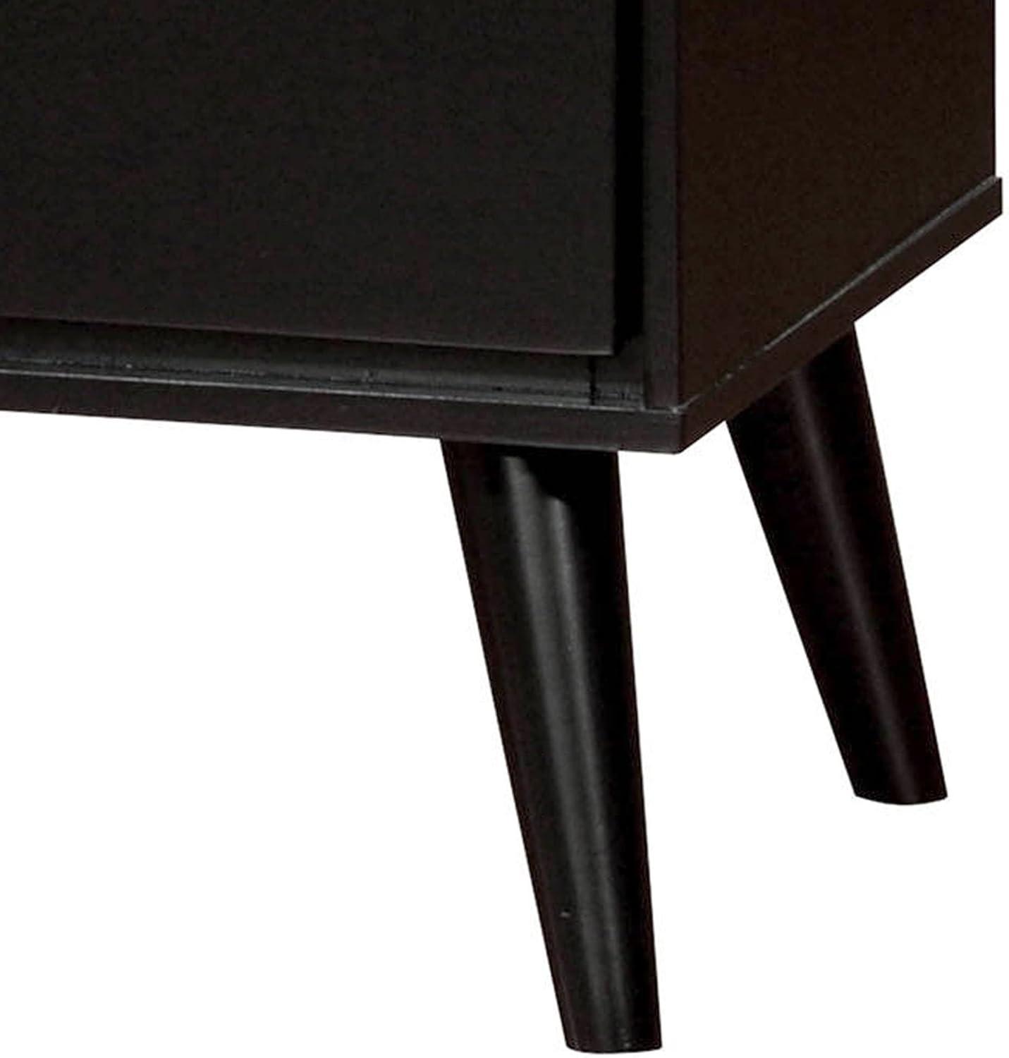 Lenard 2-Drawer Black Wood Mid-Century Modern Nightstand