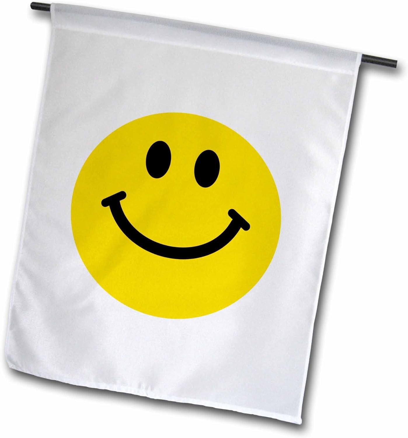 Yellow Smiley Face Polyester Garden Flag, 12 by 18-inch