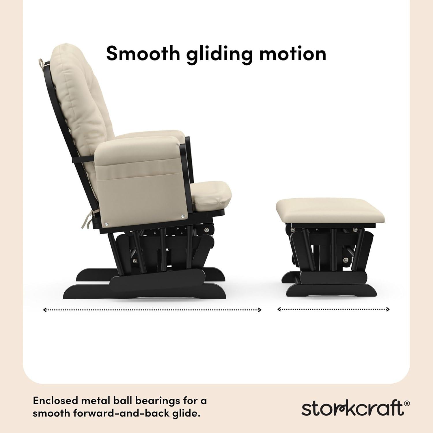 Storkcraft Hoop Infant Nursery Glider and Ottoman, Black with Beige