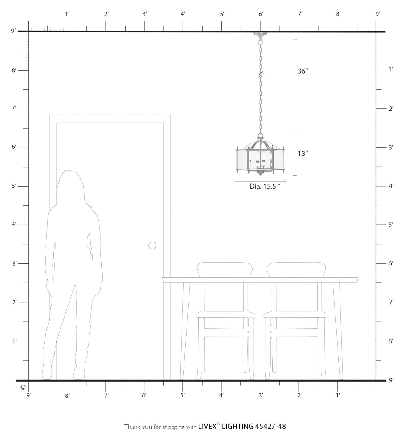 Livex Lighting Livingston 4 - Light Pendant in  English Bronze/Antique Brass