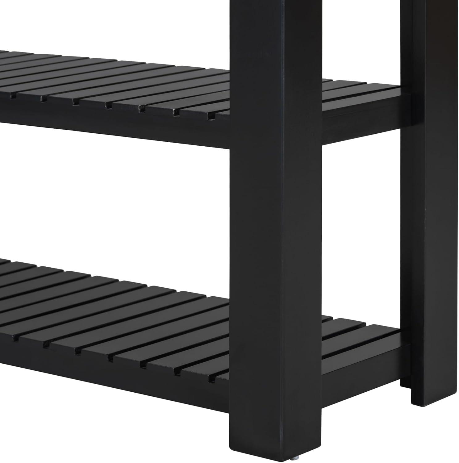 62.2" Stylish Console Table Table with 4 Storage Drawers and 2 Shelves for Entryway Hallway, Black 4M - ModernLuxe