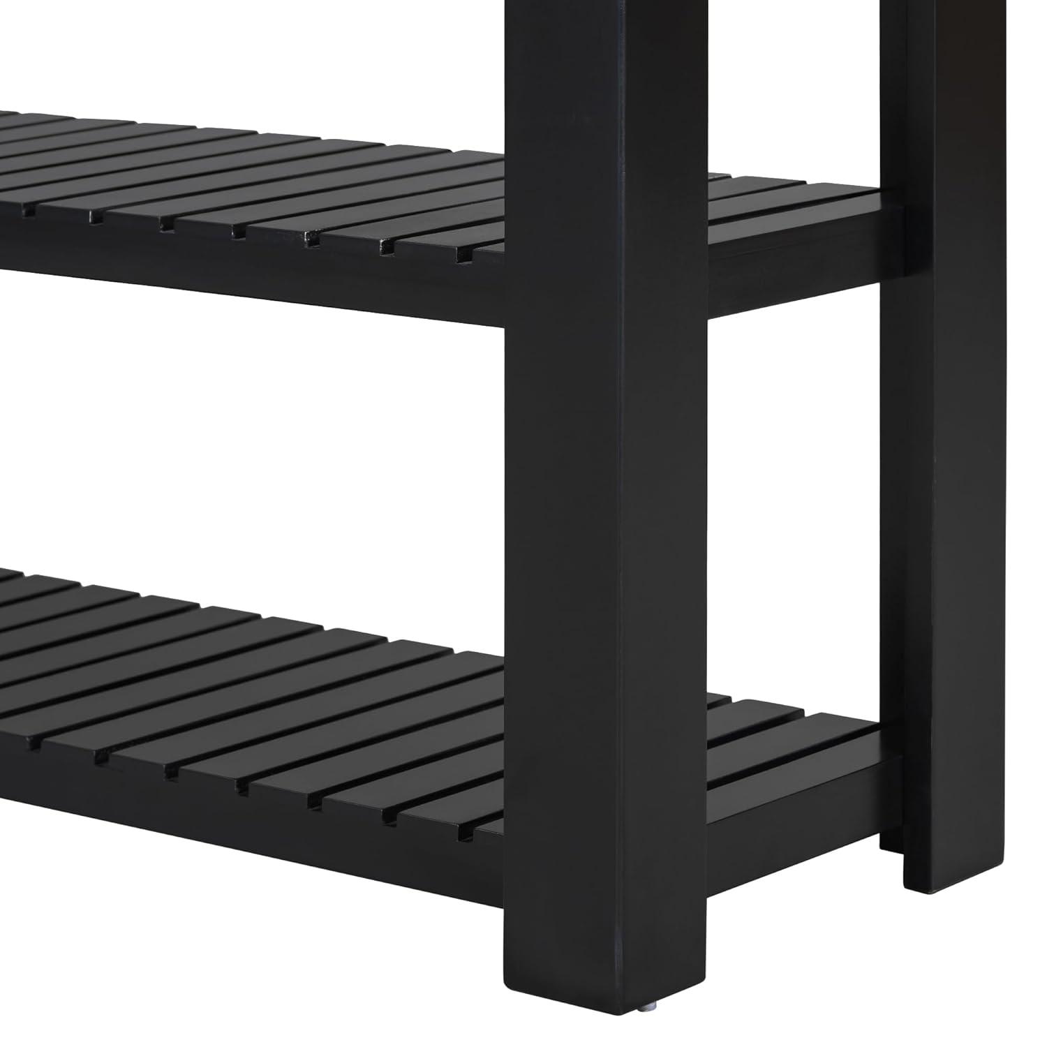 62.2" Stylish Console Table Table with 4 Storage Drawers and 2 Shelves for Entryway Hallway, Black 4M - ModernLuxe