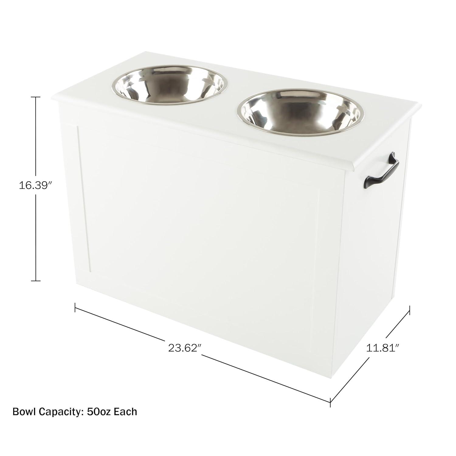 Petmaker PETMAKER Elevated Dog Bowls with Storage, White