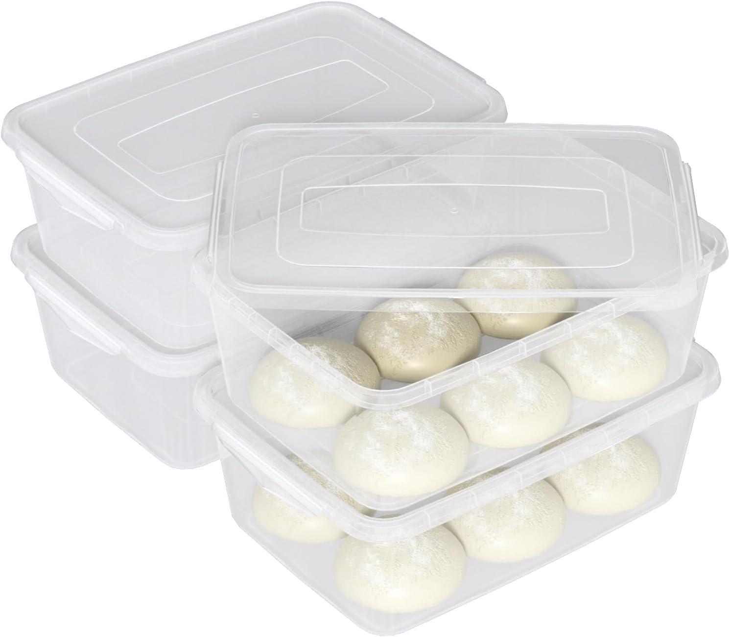 4-Pack 14 L Clear Dough Proofing Box, Food Pizza Storage Container